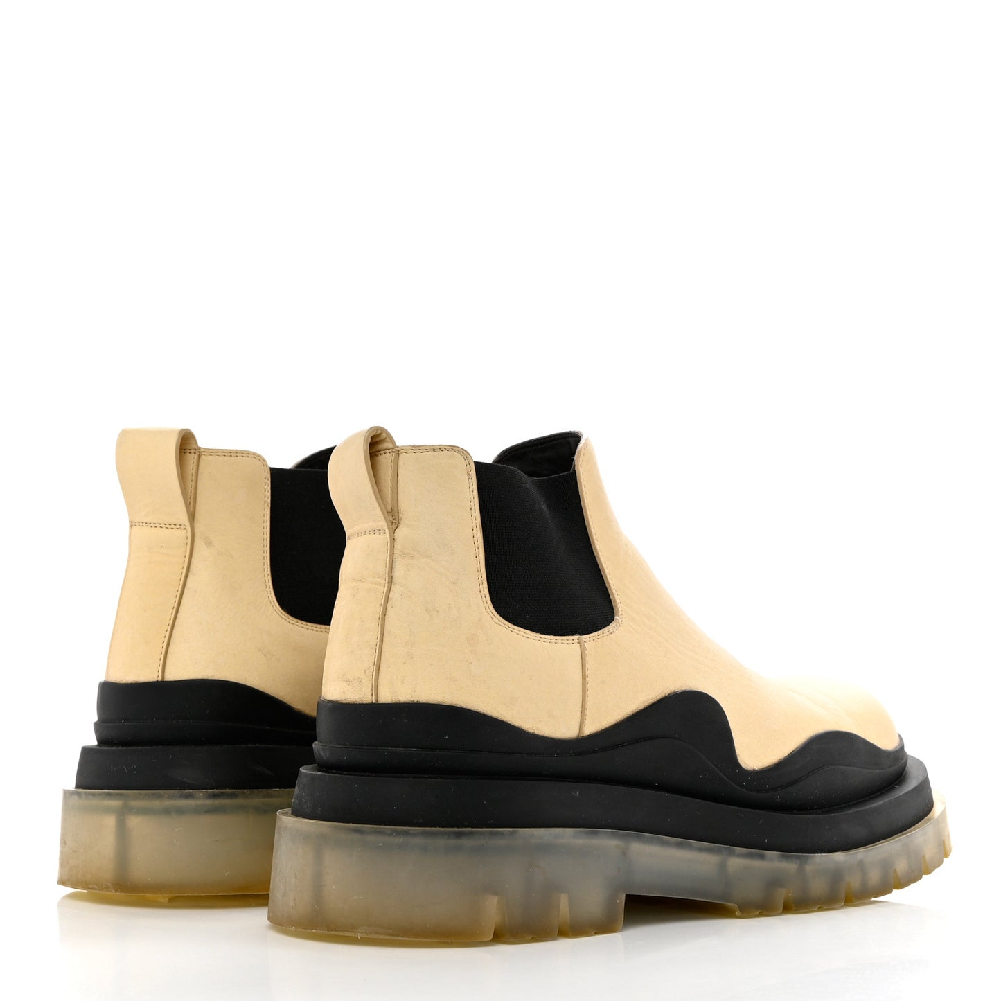 Calfskin Mens The Tire Cropped Chelsea Boots 42 Wax Black Transparent