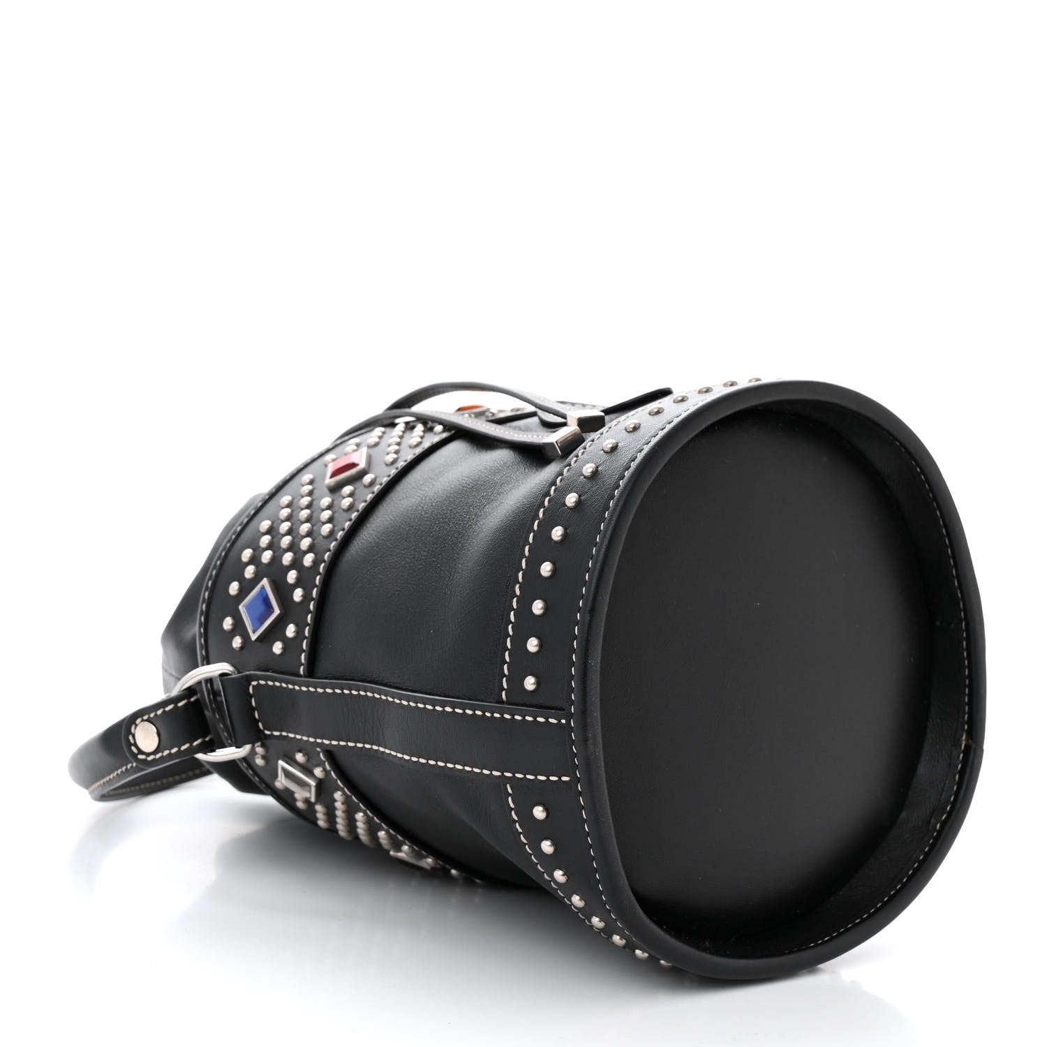 Saint Laurent Smooth Calfskin Studded Small Bahia Drawstring Bucket Bag Black Multicolor 4 of 10