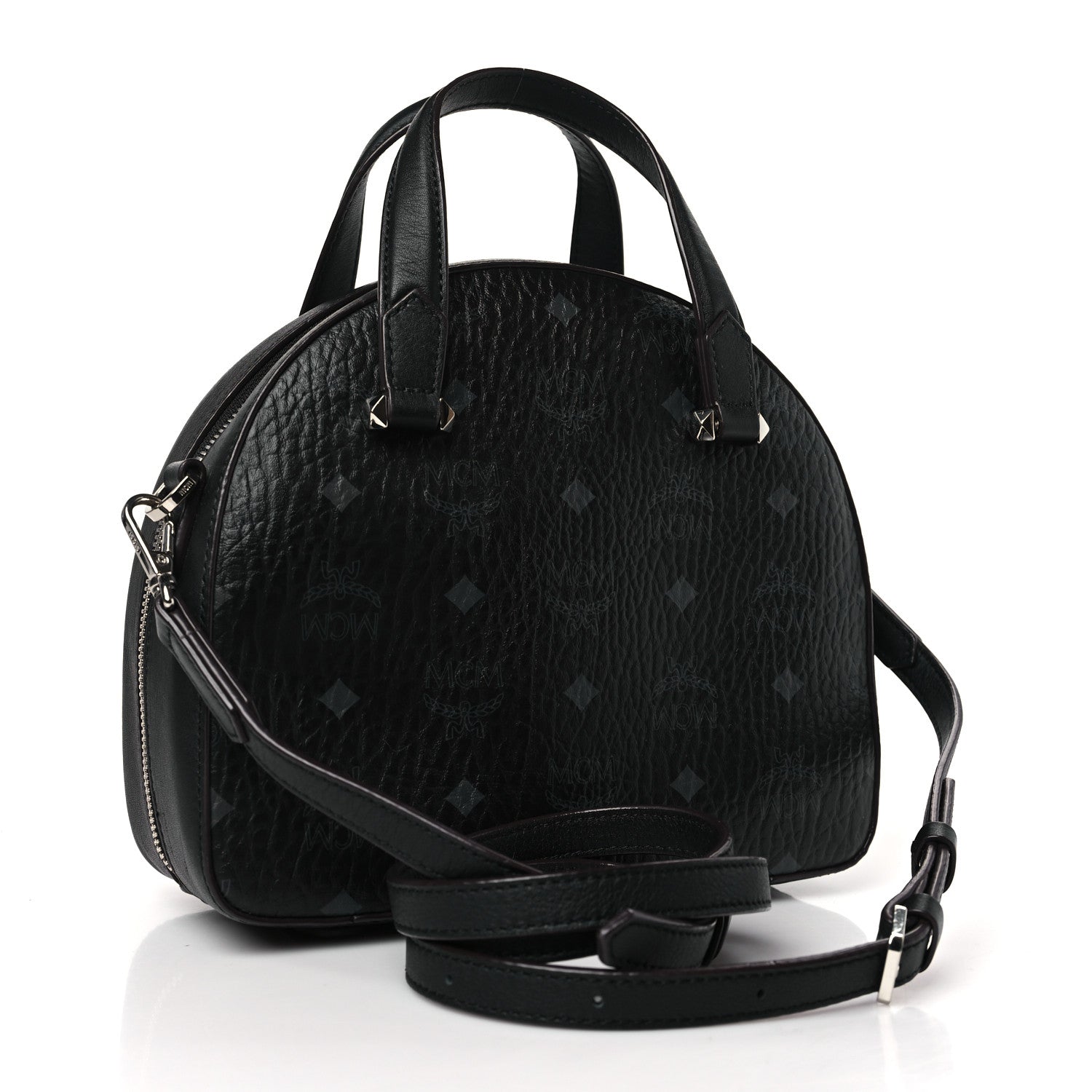 MCM Visetos Small Half Moon Crossbody Bag Black 3 of 9