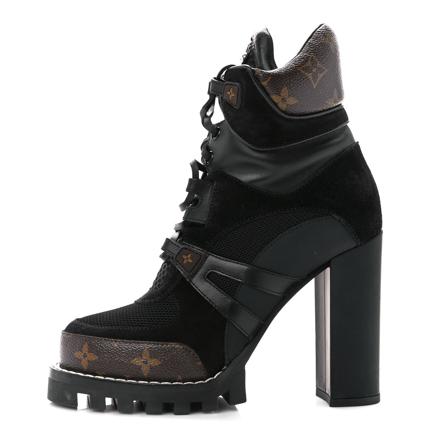 Suede Calfskin Monogram Star Trail Ankle Boots 37.5 Black