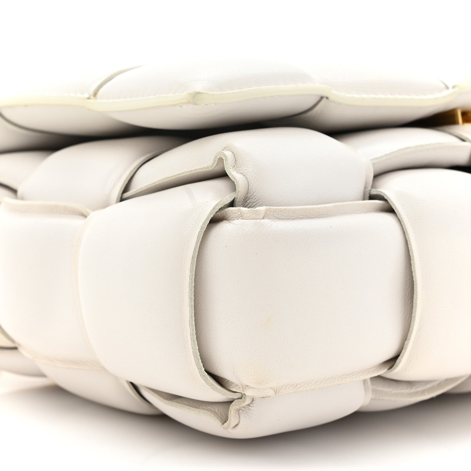 Bottega Veneta Lambskin Maxi Intreccio Padded Chain Cassette Crossbody Bag White 8 of 15