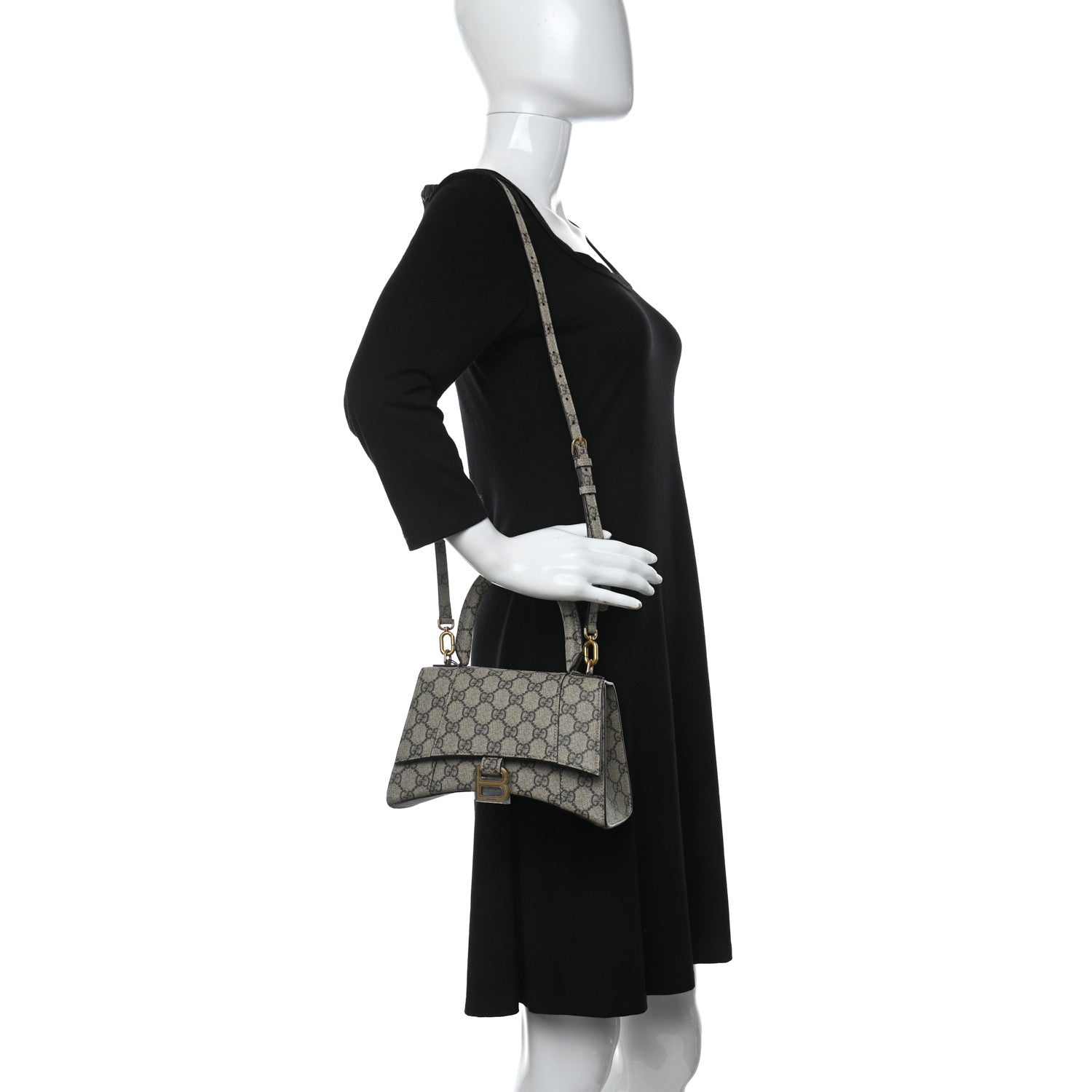 Balenciaga X GUCCI GG Supreme Monogram Small Hourglass Top Handle Bag Beige Ebony 2 of 10