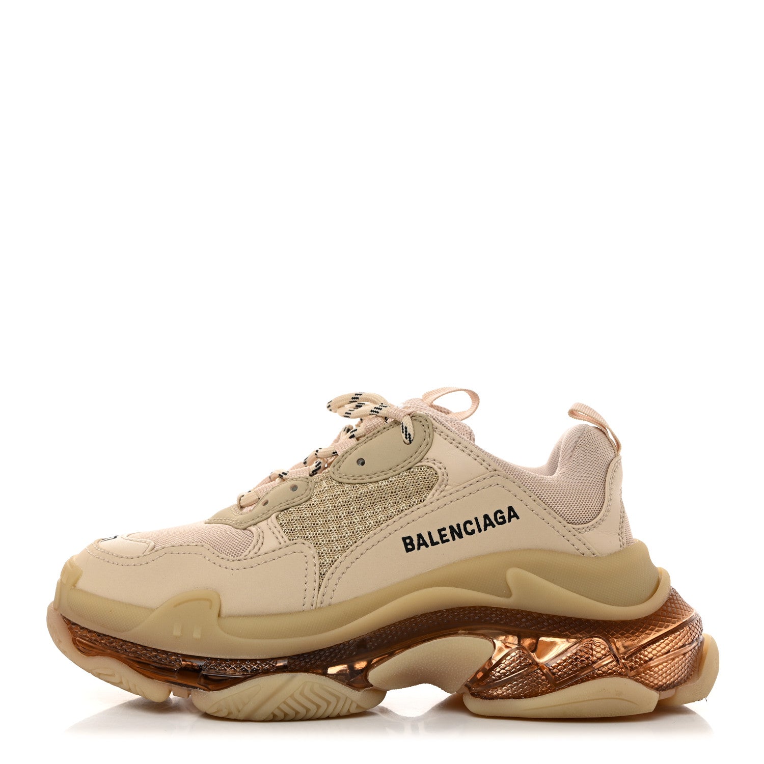 Balenciaga Fabric Mesh Clear Sole Womens Triple S Sneakers 37 Beige 1 of 8