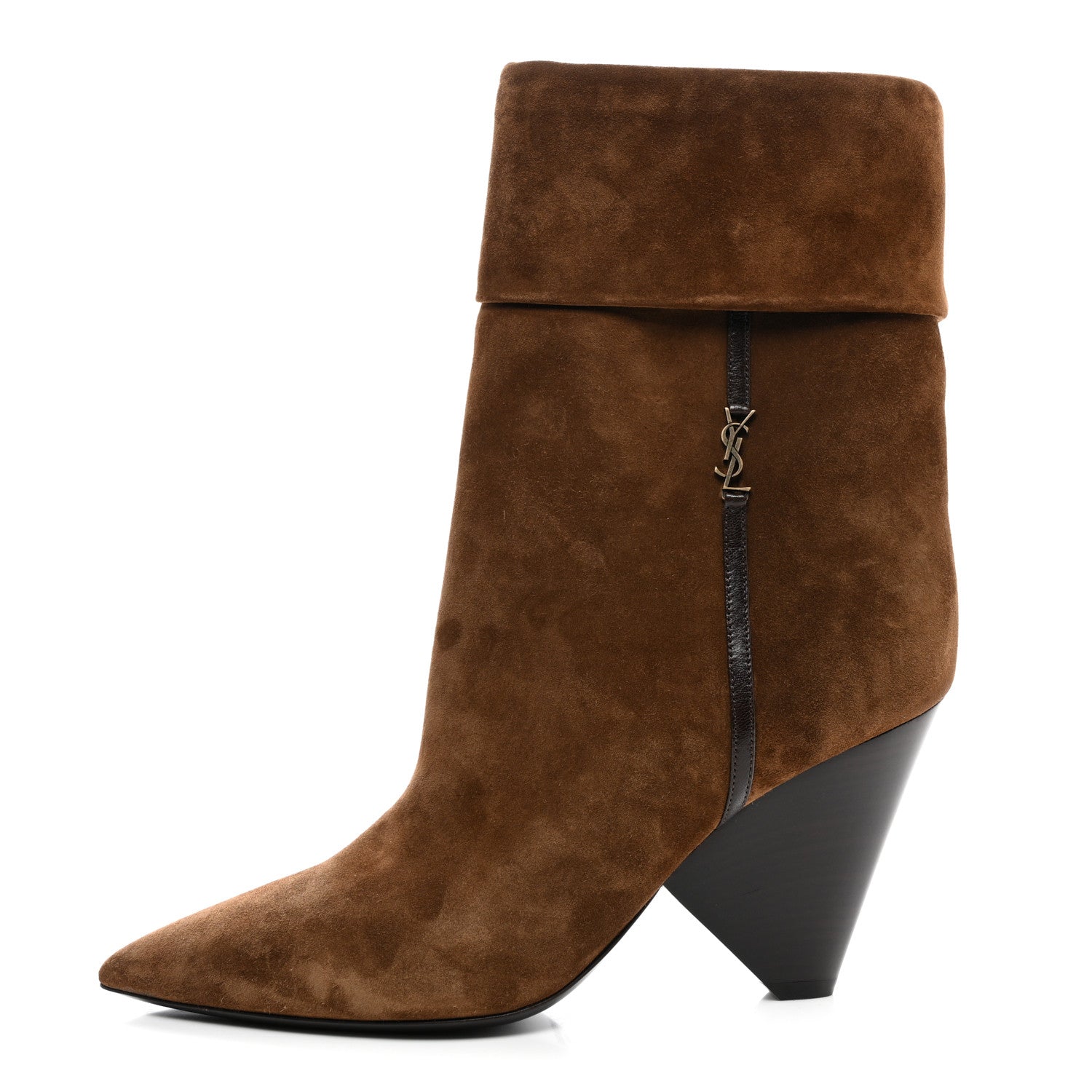 Saint Laurent Suede Liz 85 Wedge Booties 39 Brown 1 of 9