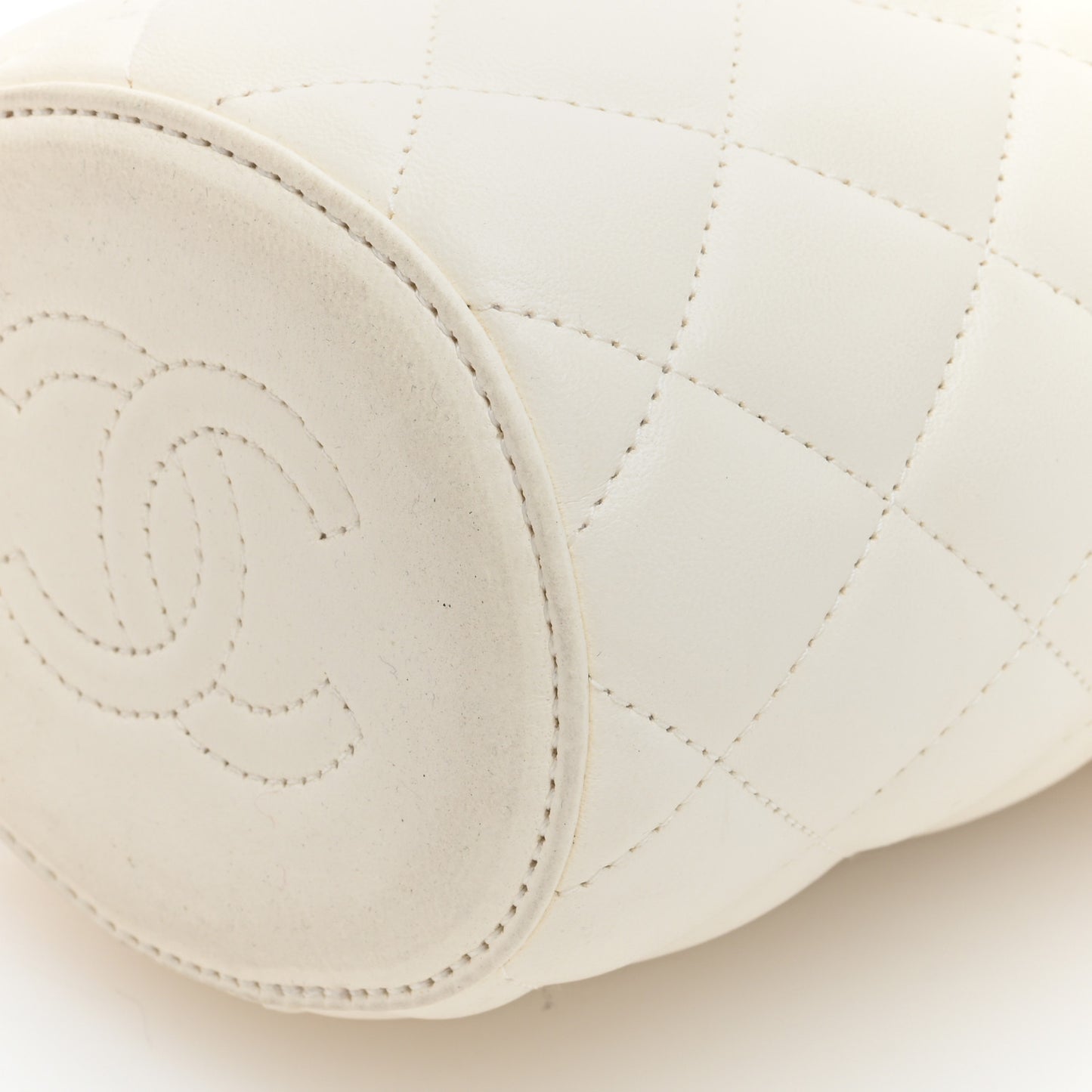 Lambskin Quilted Mini Crown Box Bag White
