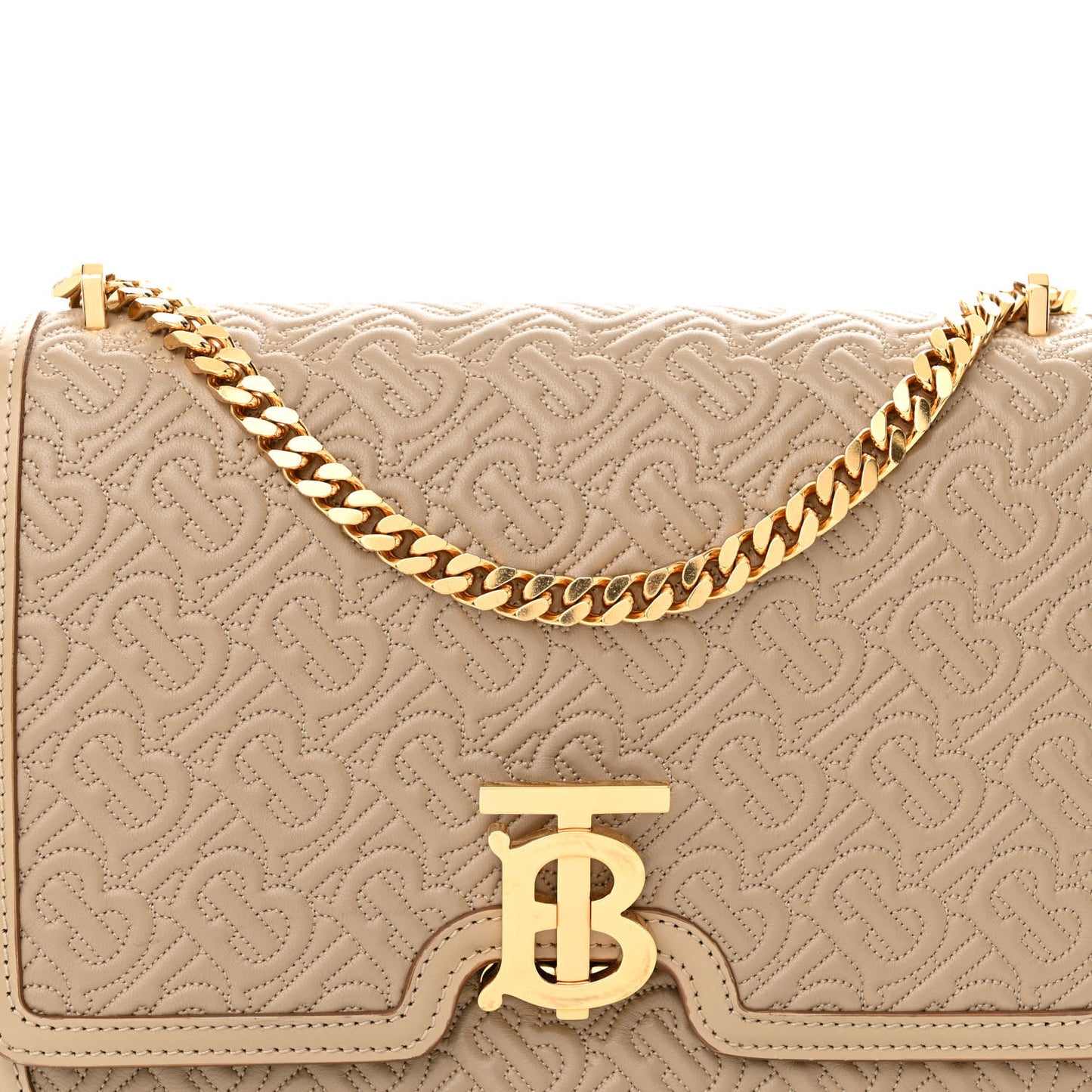 Calfskin Monogram Embossed Medium TB Chain Bag Honey