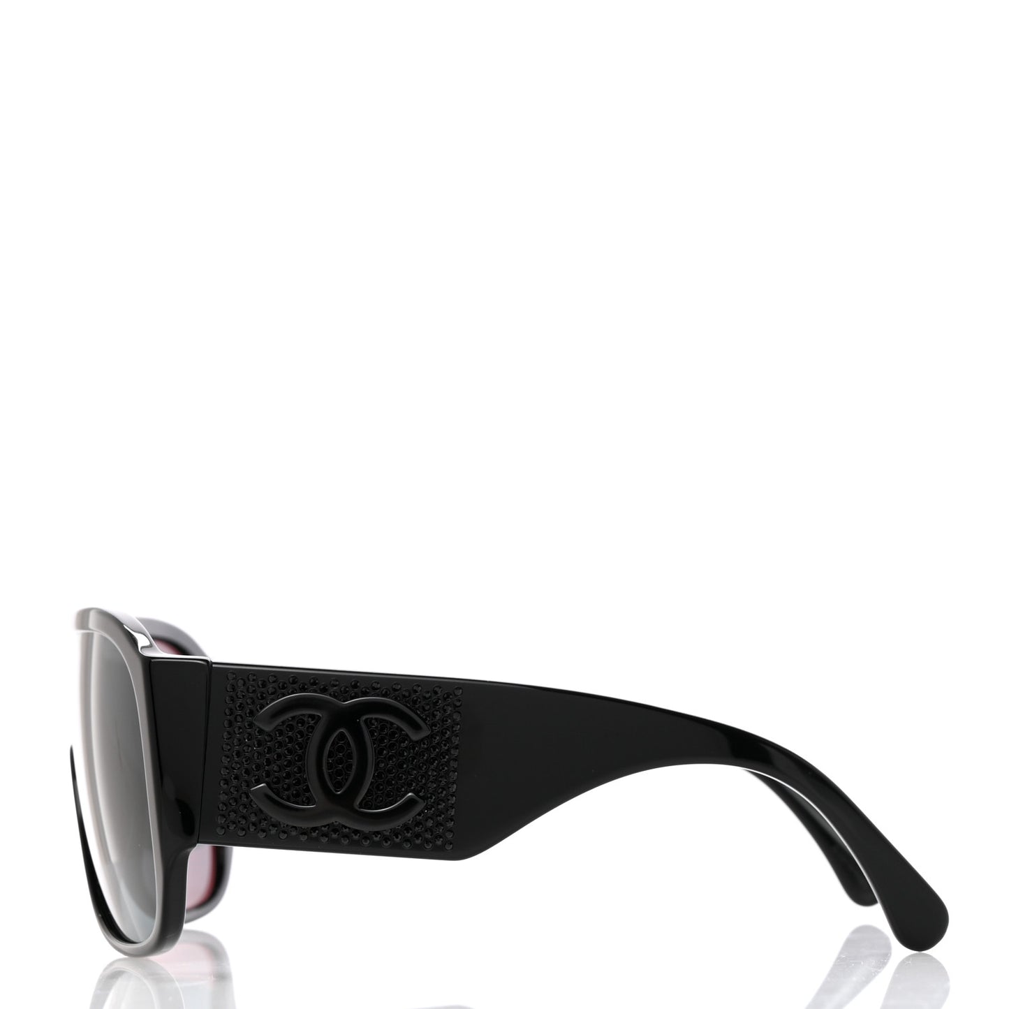 Acetate Crystal CC Shield Sunglasses 5466-B Black
