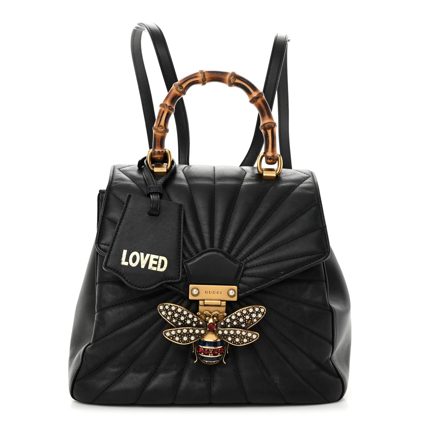 Gucci Calfskin Bamboo Trapuntata Queen Margaret Backpack Black