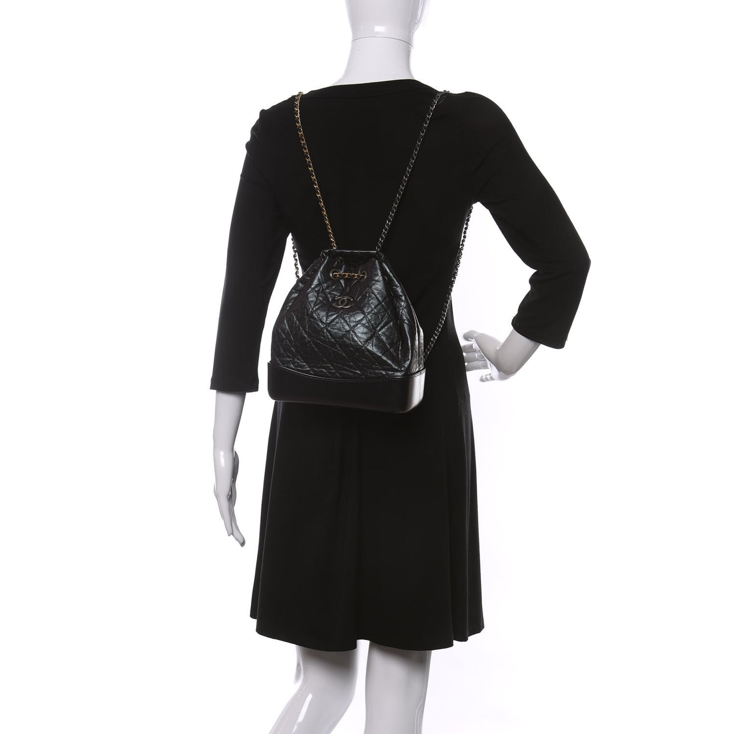 Aged Calfskin Quilted Small Gabrielle Backpack Black
