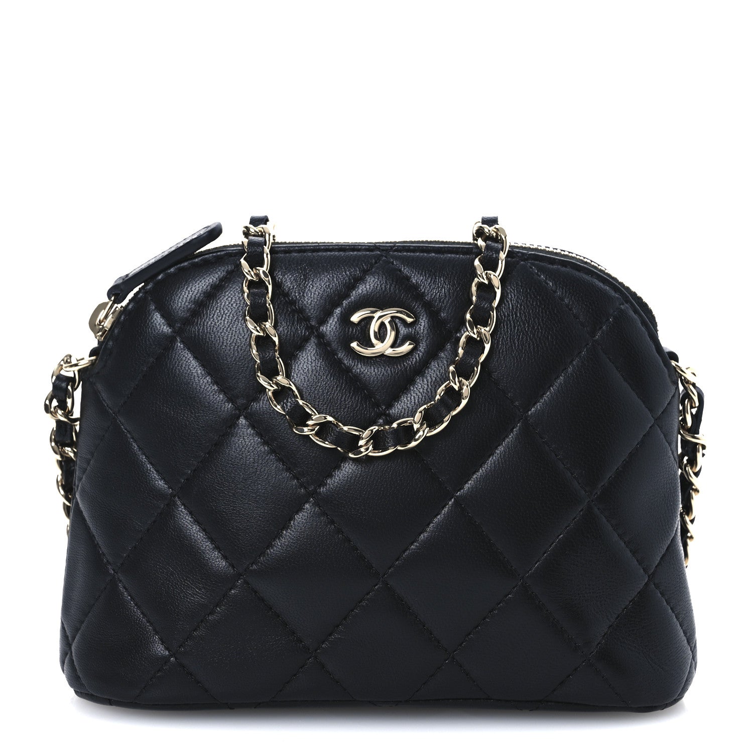 Chanel Lambskin Quilted Classic Clutch With Chain Black 1690294