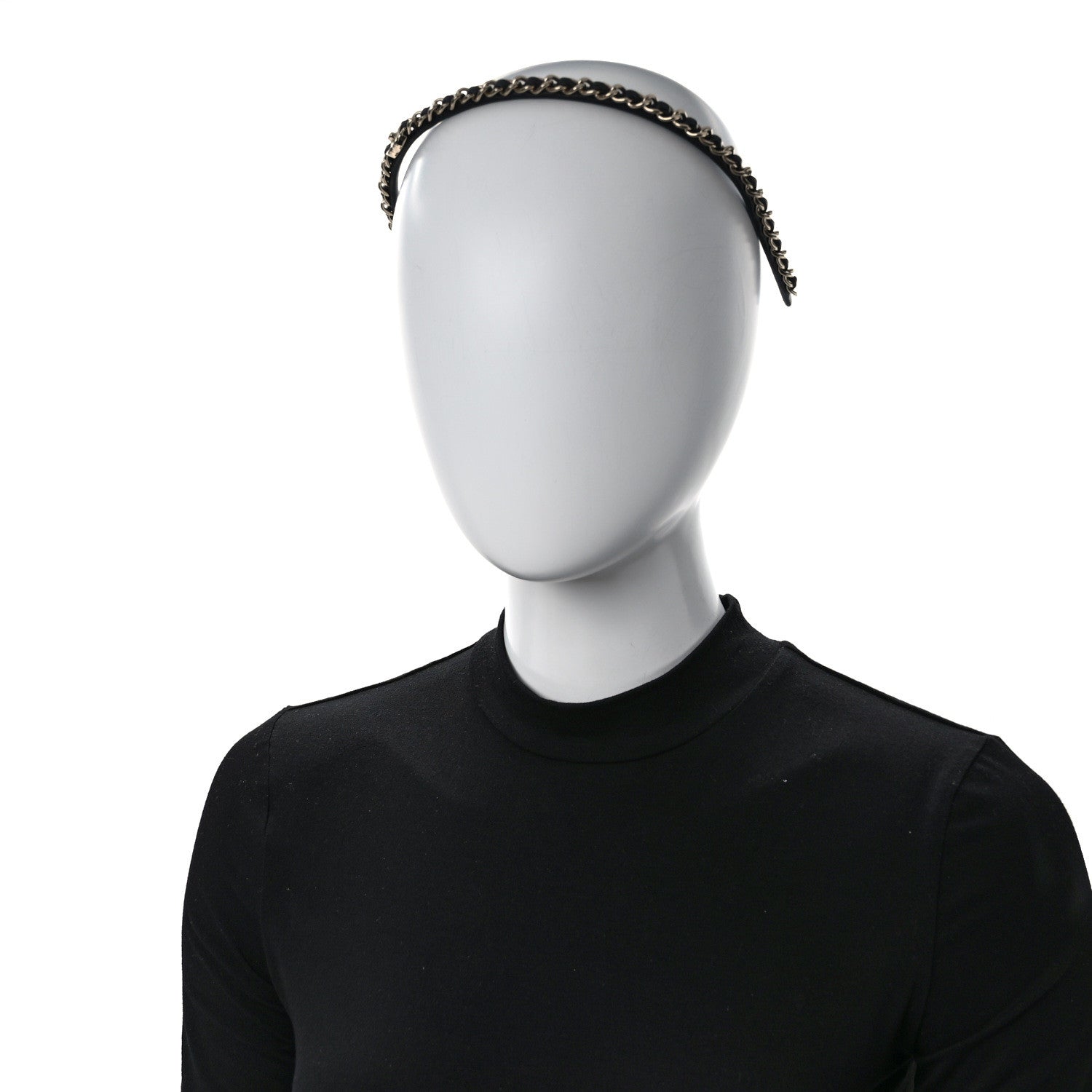 Chanel Metal Lambskin CC Turnlock Chain Headband Gold Black 2 of 8