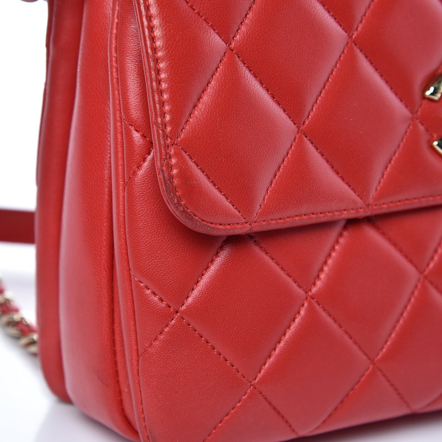 Lambskin Quilted Small Trendy CC Dual Handle Bag Red