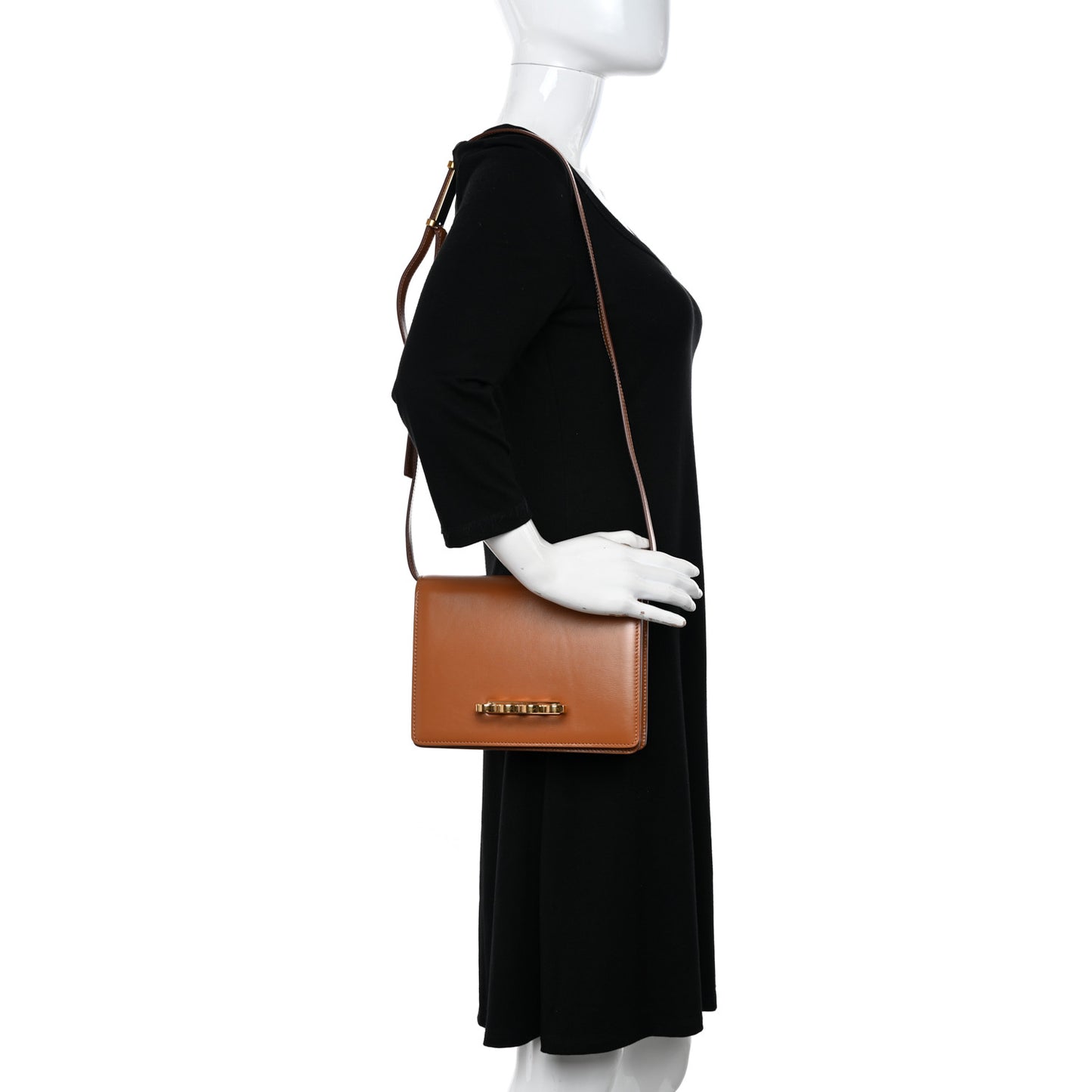Smooth Calfskin Four Ring Knuckle Crossbody Bag Tan