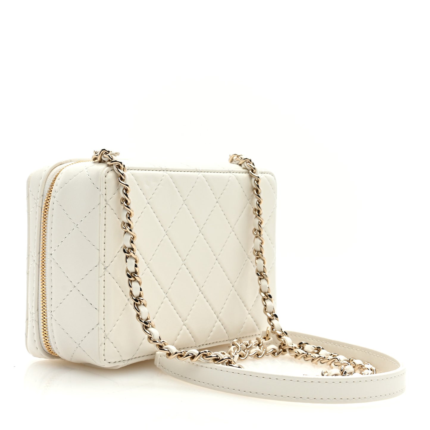 Lambskin Quilted Coco Click Bag White