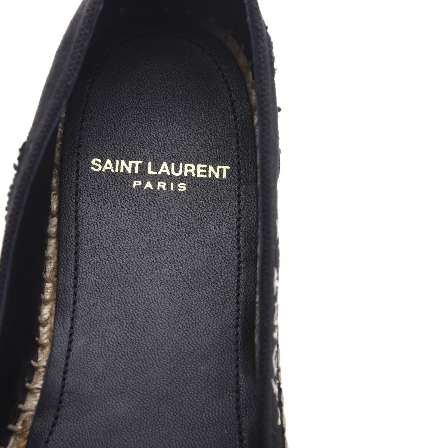 Saint Laurent Canvas Elba Logo Embroidered Espadrilles 35 Black 8 of 10