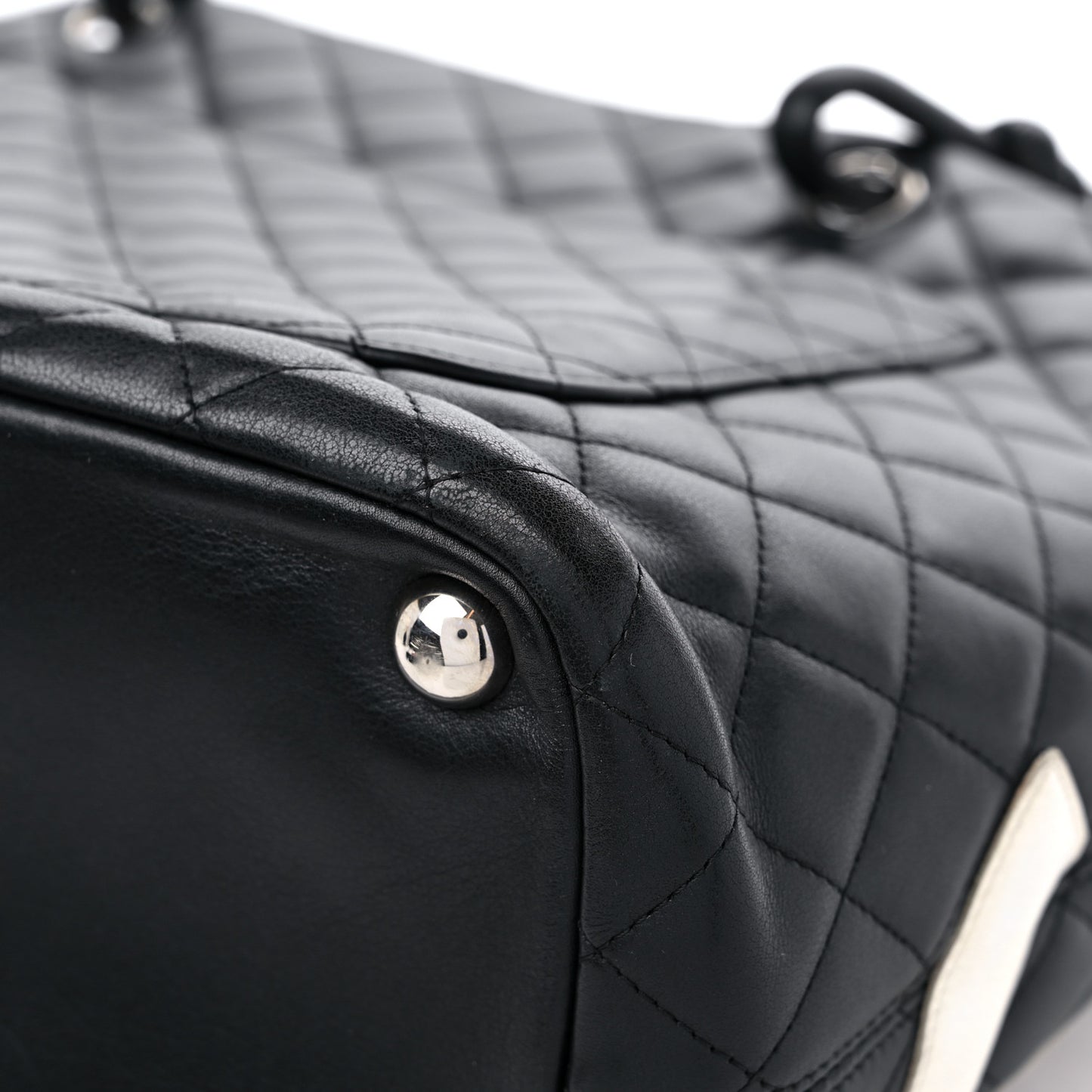 Calfskin Quilted Large Cambon Tote Black White