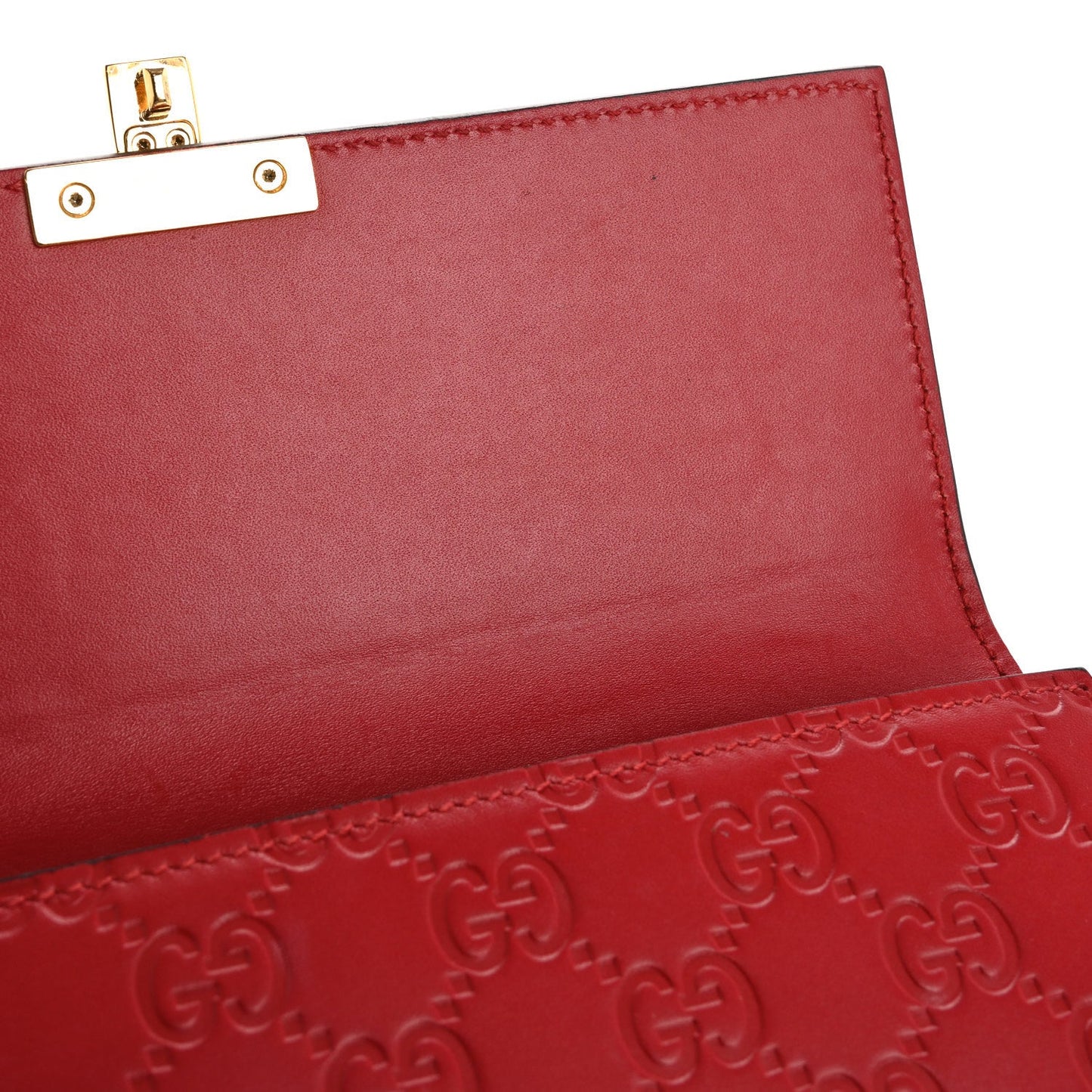 Guccissima Padlock Clutch Hibiscus Red