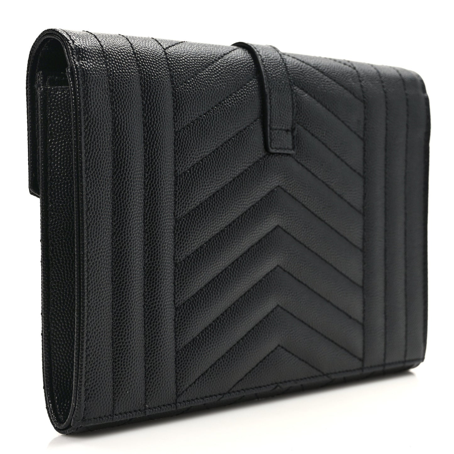 Grain De Poudre Textured Mixed Matelasse Triquilt Monogram Clutch Black