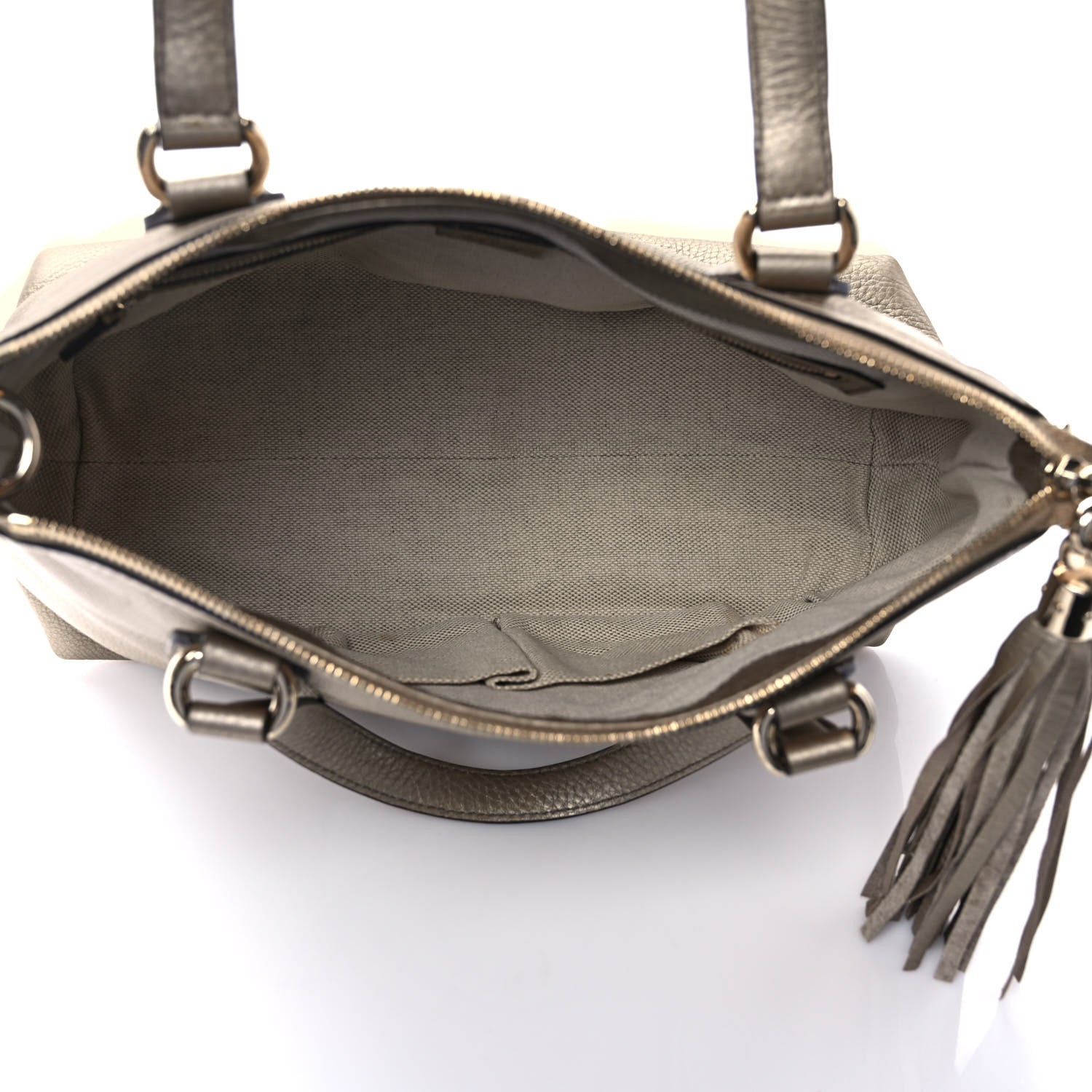 Gucci Metallic Cellarius Calfskin Small Soho Top Handle Satchel Sasso 6 of 10