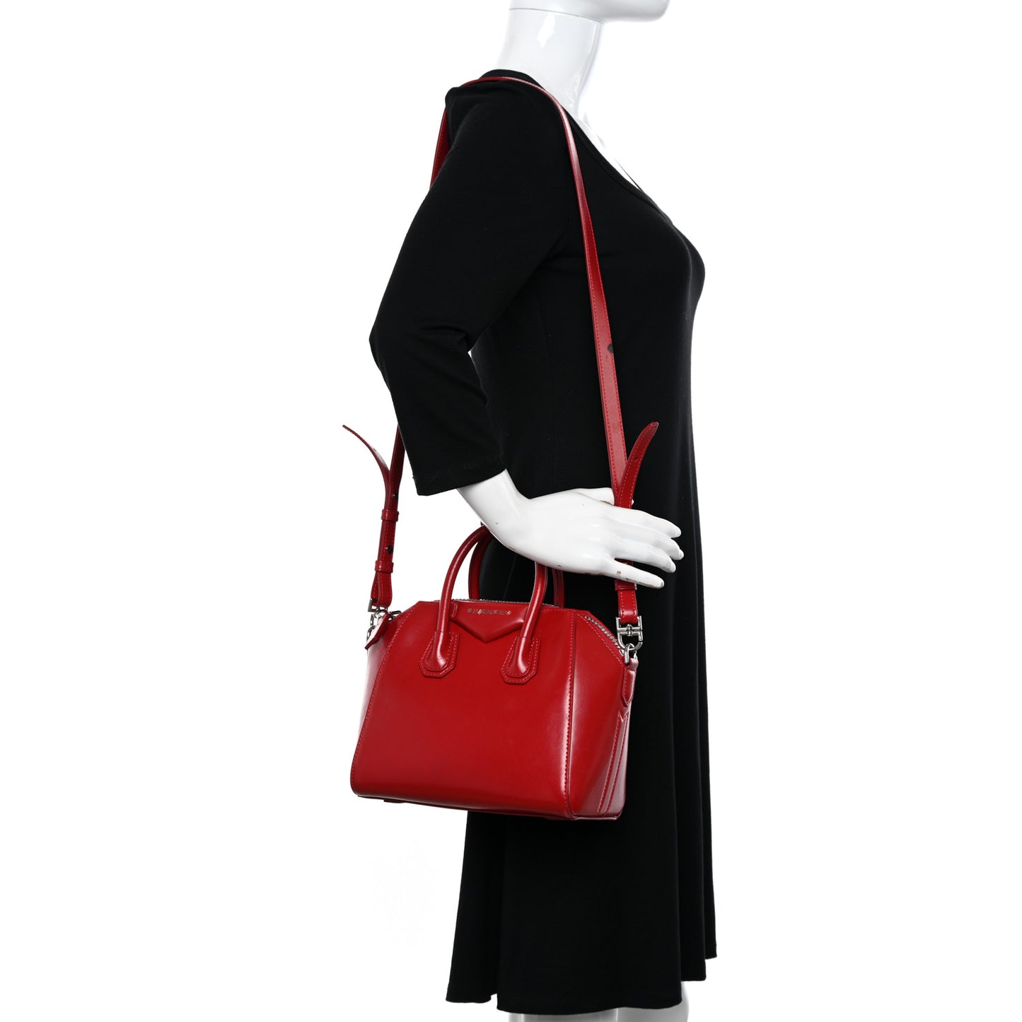 Shiny Lord Calfskin Mini Antigona Dark Red