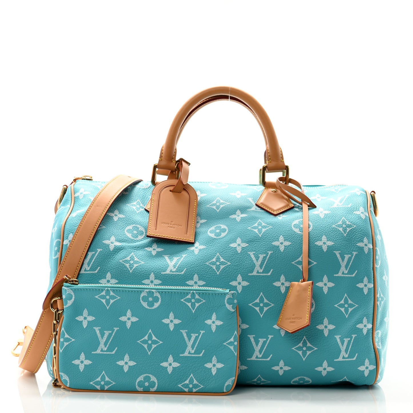 Calfskin Monogram Speedy P9 Bandouliere 40 Turquoise