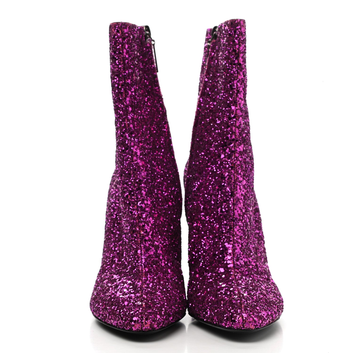 Saint Laurent Glitter Lou 95 Zip Bootie 38.5 Pink 2 of 12