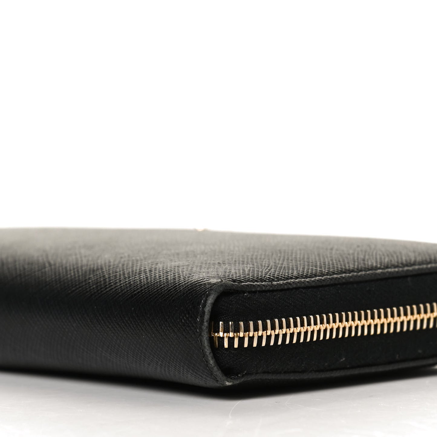 Saffiano Metal Large Zip Around Travel Wallet Black