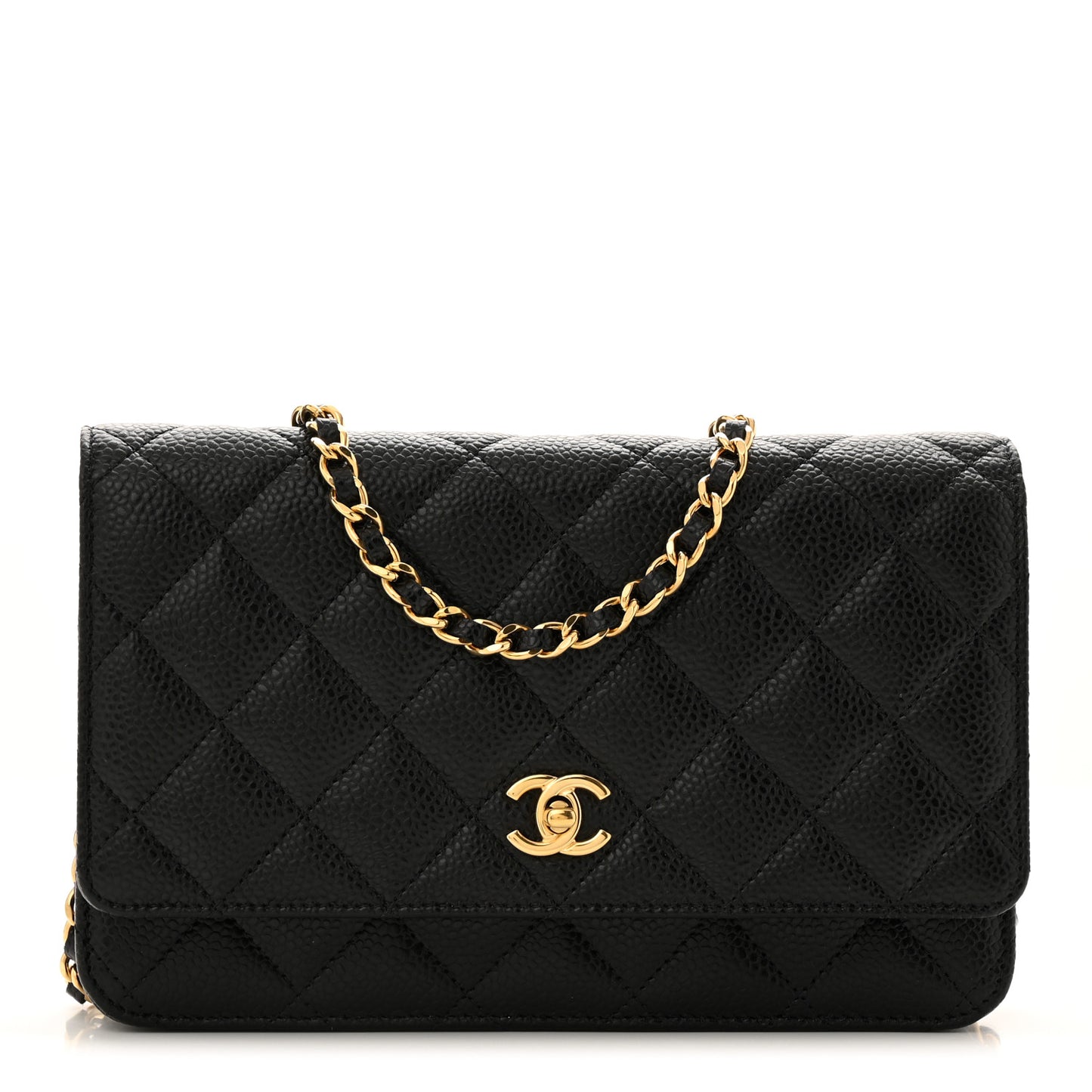 Caviar Quilted CC Turnlock Wallet On Chain WOC Black