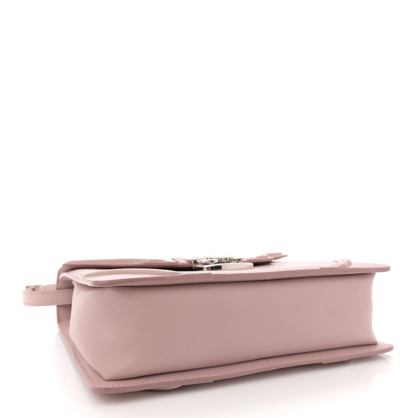 Calfskin Crystal Chain Flower Satchel Pink