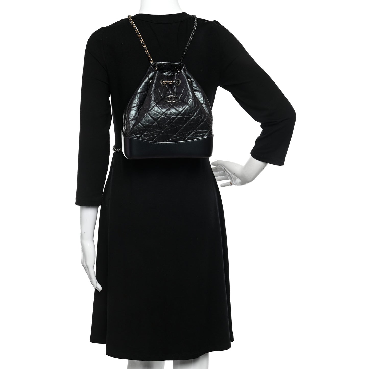 Iridescent Lambskin Calfskin Small Quilted Gabrielle Backpack Black