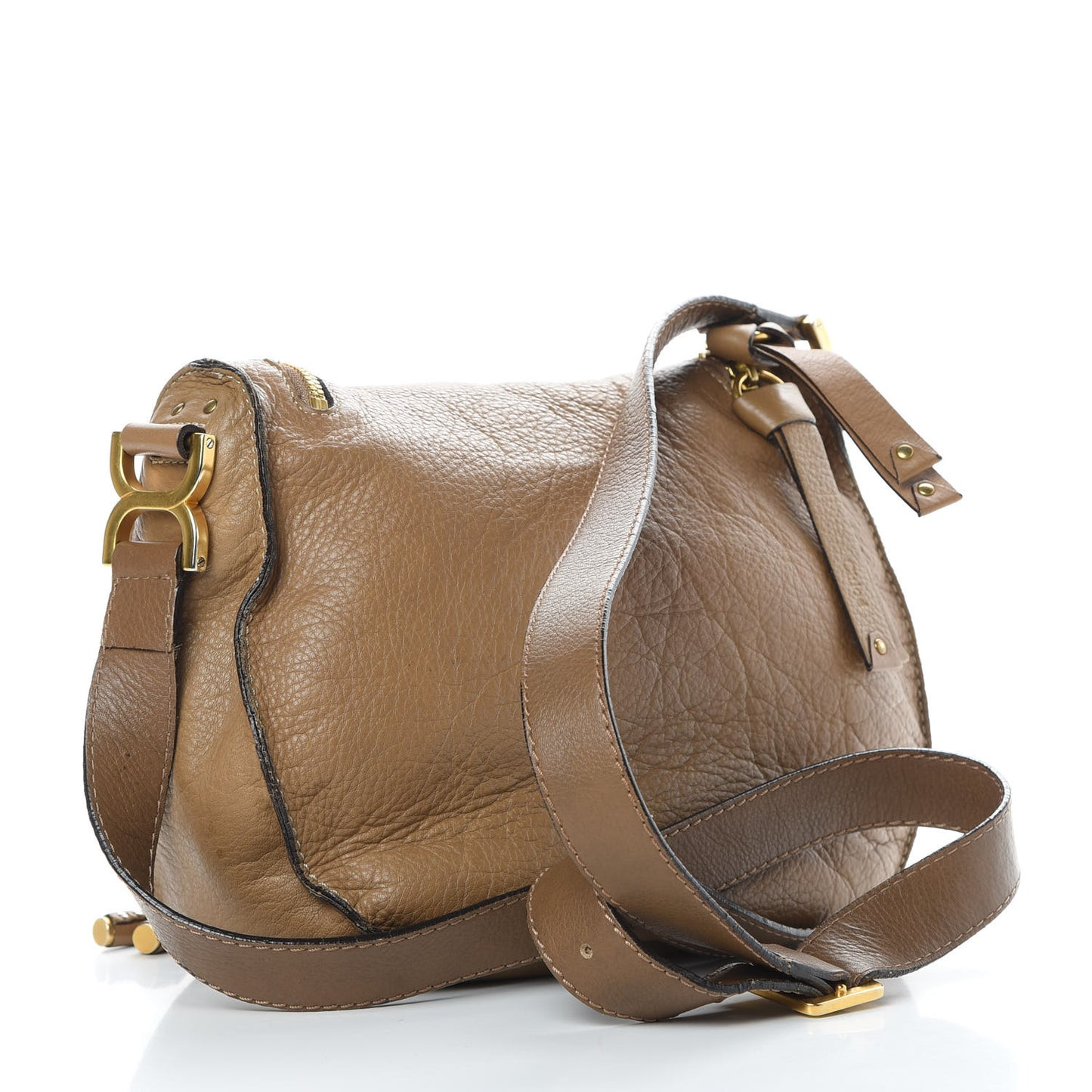 Calfskin Medium Marcie Round Zip Crossbody Bag Nut