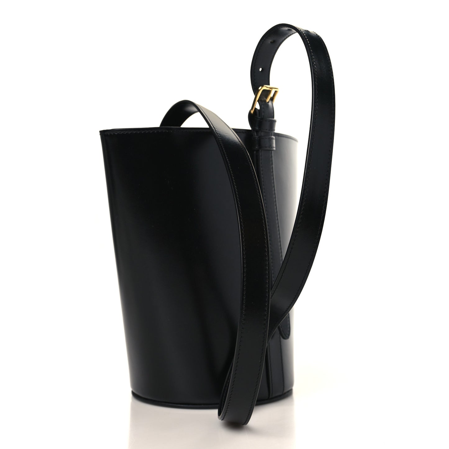 Shiny Calfskin Triomphe Bucket Bag Black