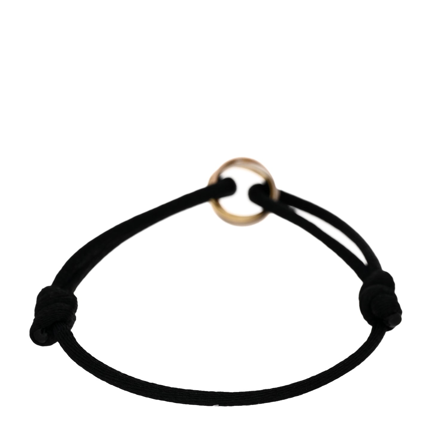 18K Pink Yellow White Gold Trinity Adjustable Cord Bracelet Black