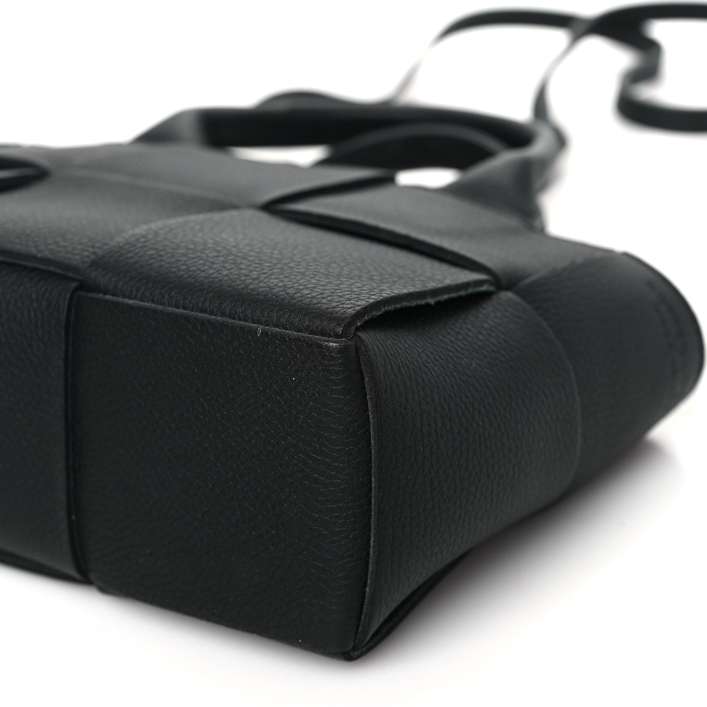 Grained Calfskin Intrecciato Candy Arco Tote Black