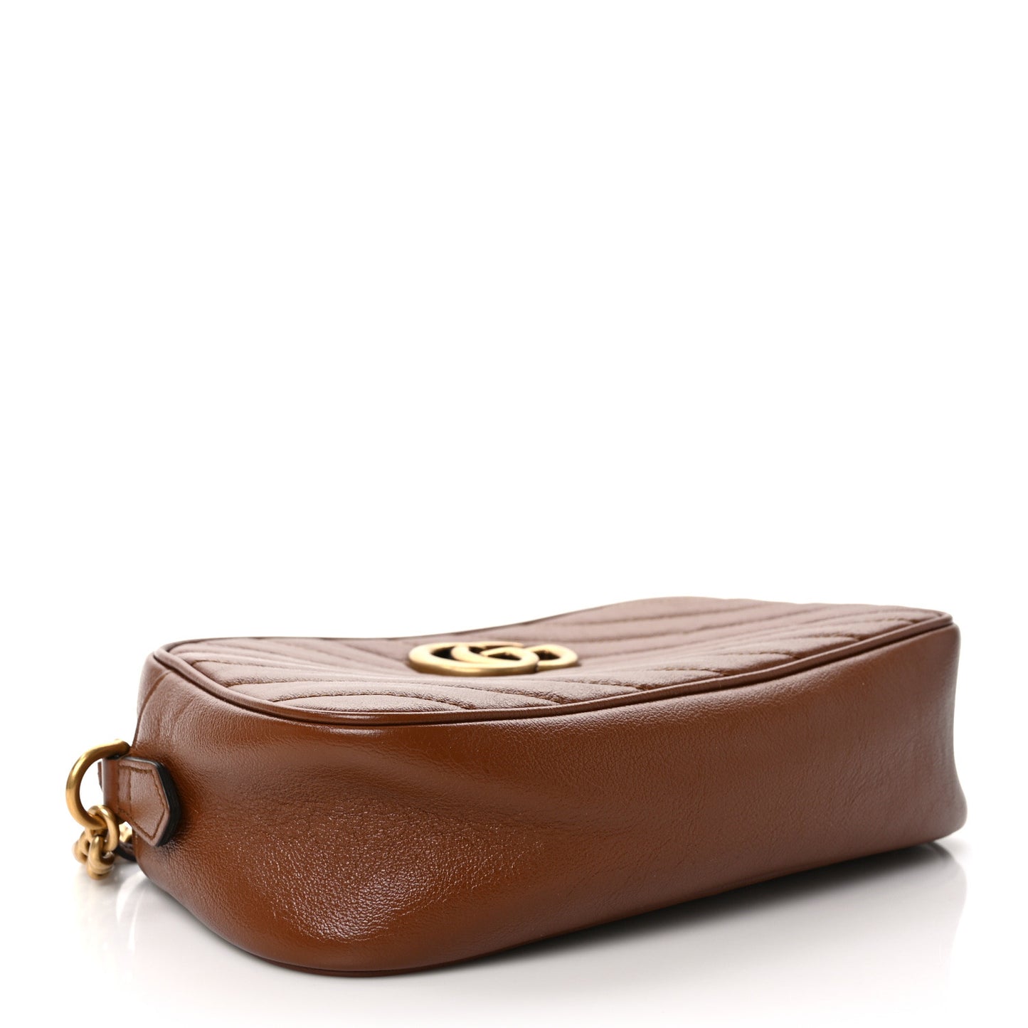 Glazed Calfskin Matelasse Diagonal Small GG Marmont Chain Shoulder Bag Cuir