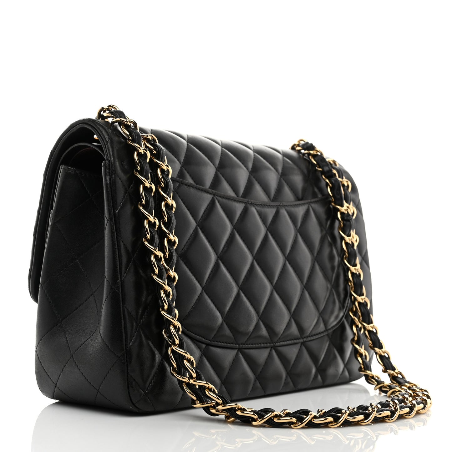 Lambskin Quilted Jumbo Double Flap Black