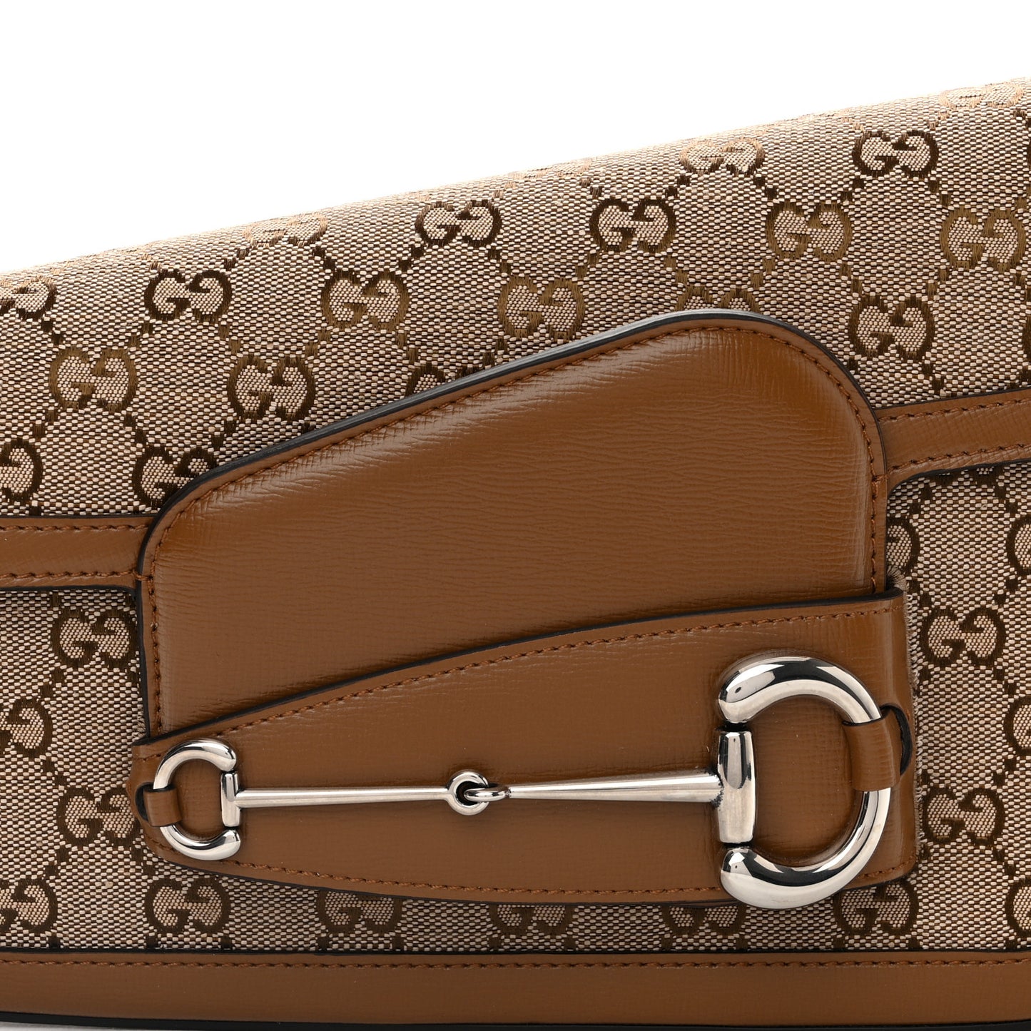 Monogram Small Horsebit 1955 Asymmetric Shoulder Bag Beige Brown Sugar