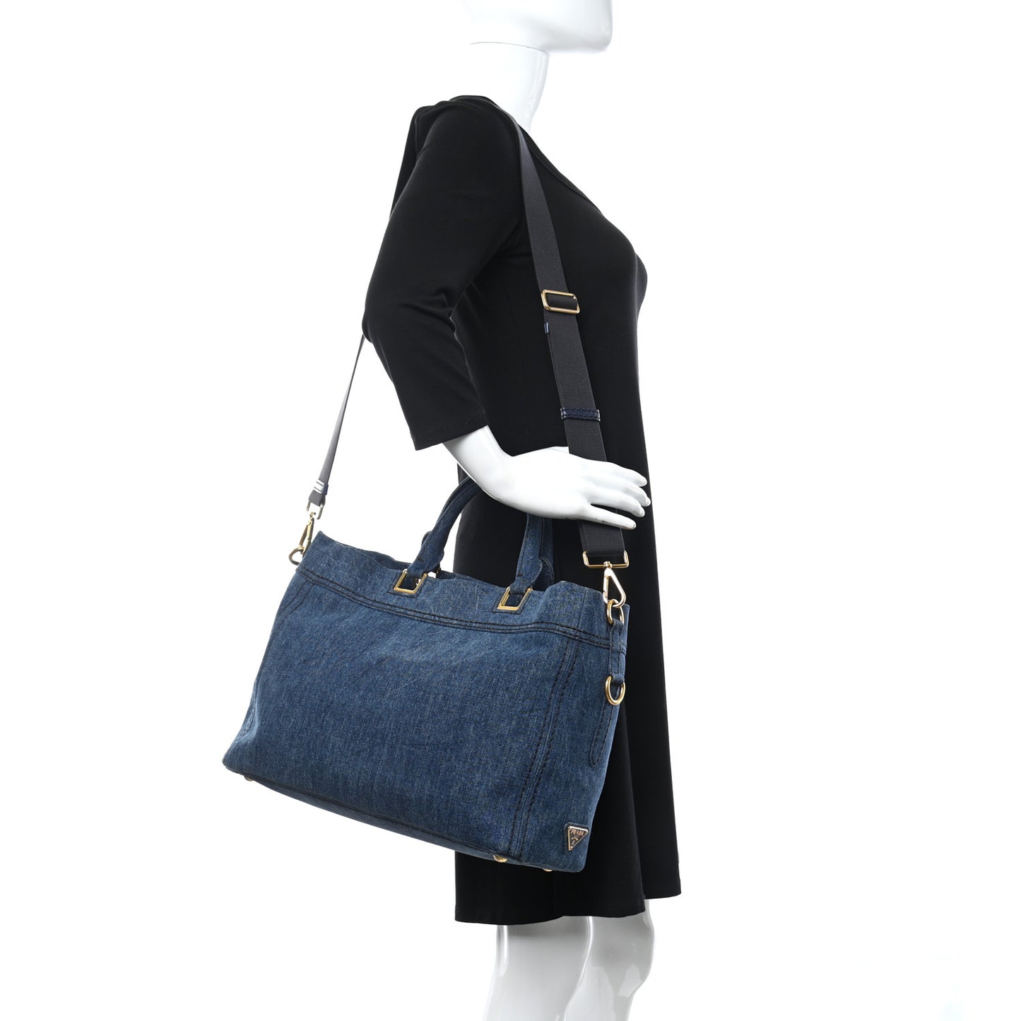 Denim Large Logo Shopping Tote