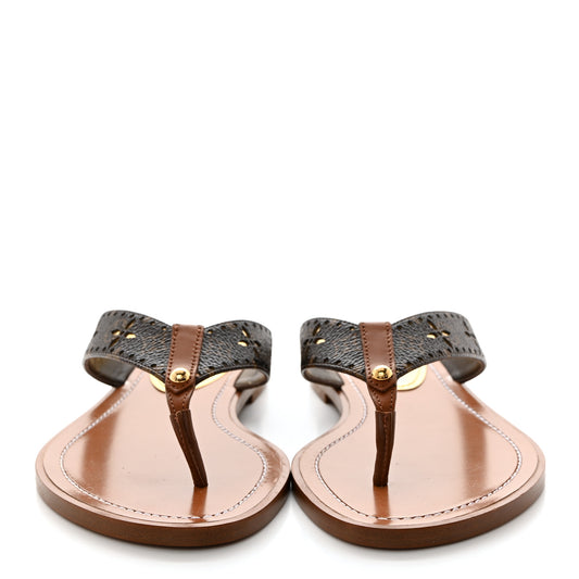 Monogram Sunny Flat Thong Sandals 36 Brown