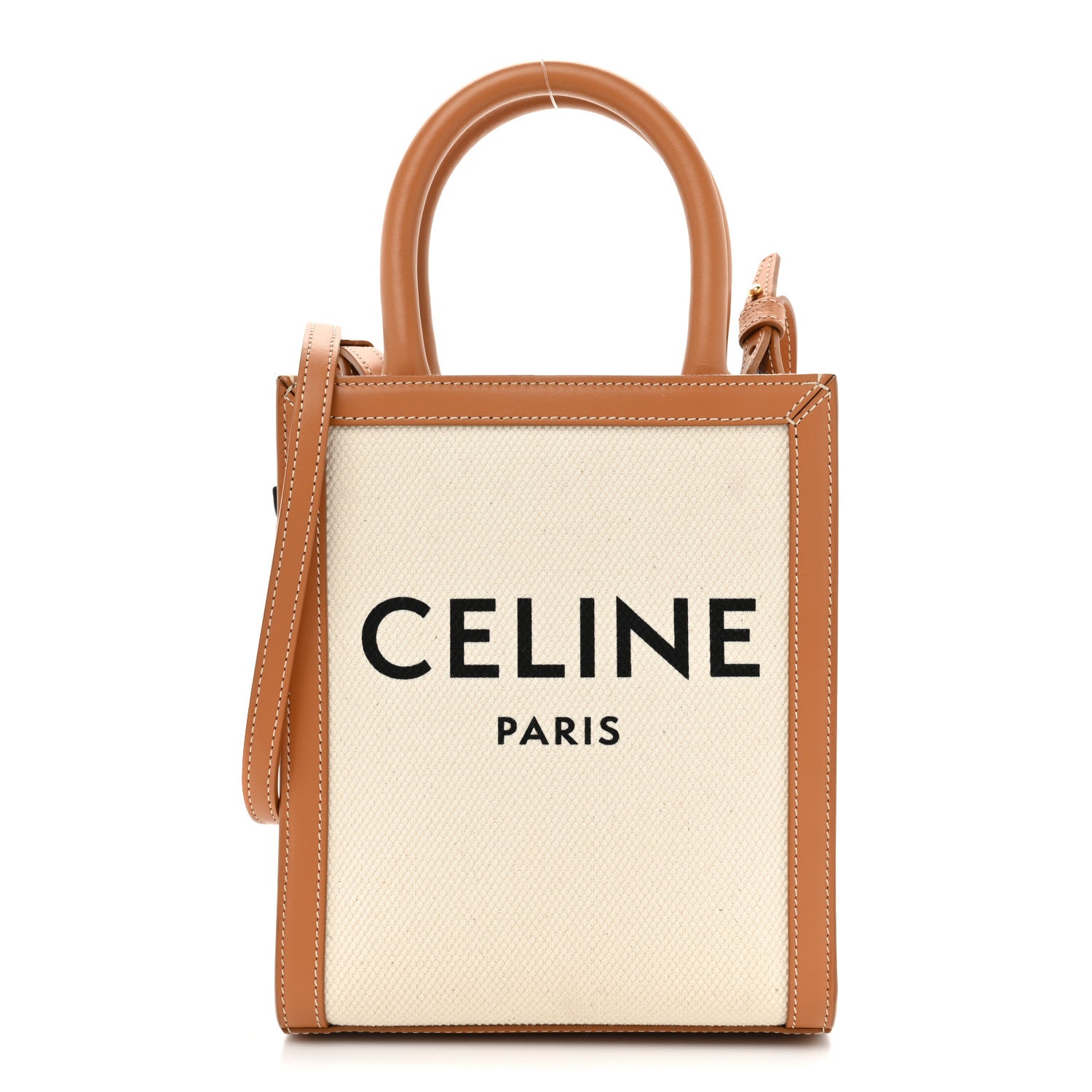 Celine Canvas Calfskin Mini Vertical Cabas Natural Tan 1 of 18