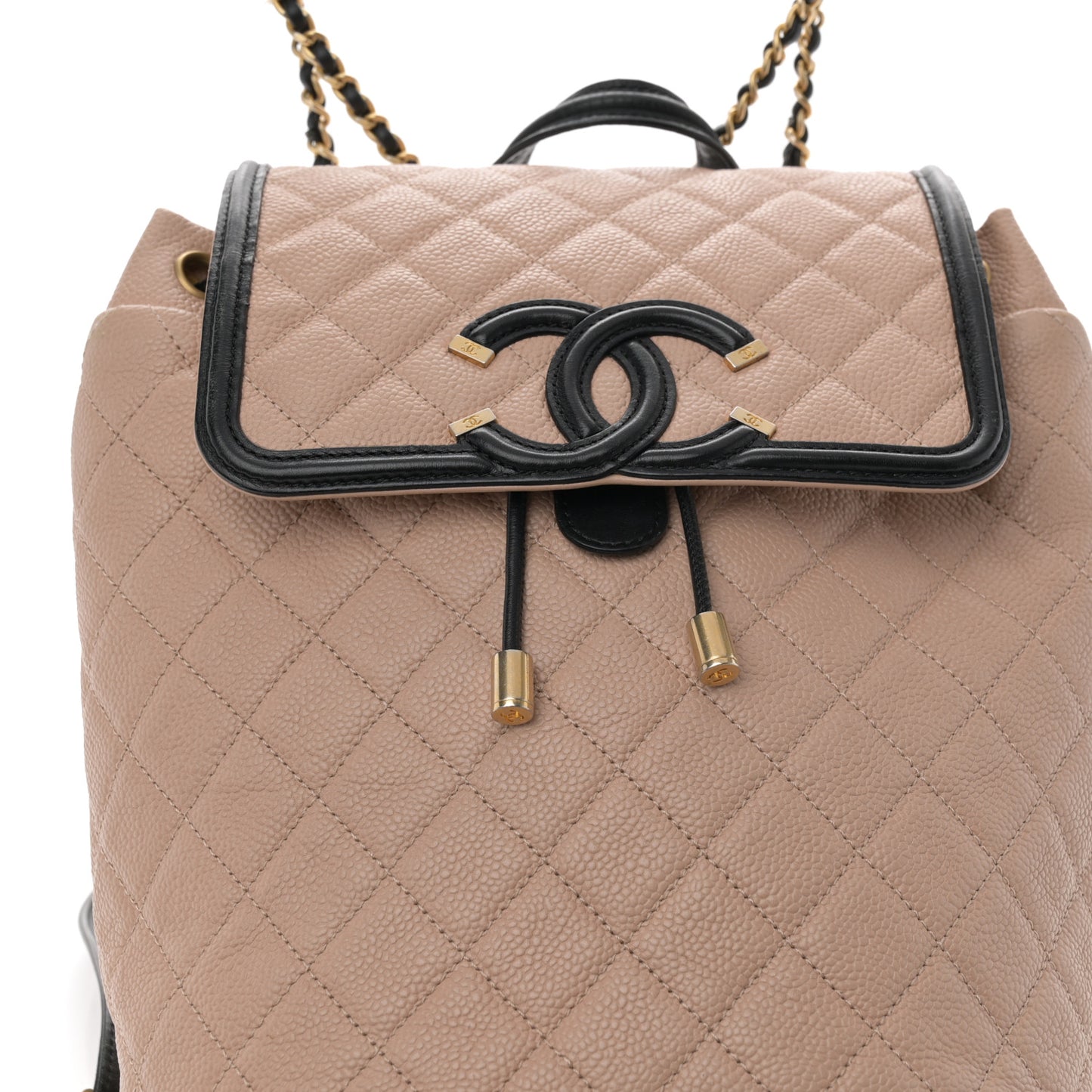 Caviar Quilted Filigree Backpack Beige Black