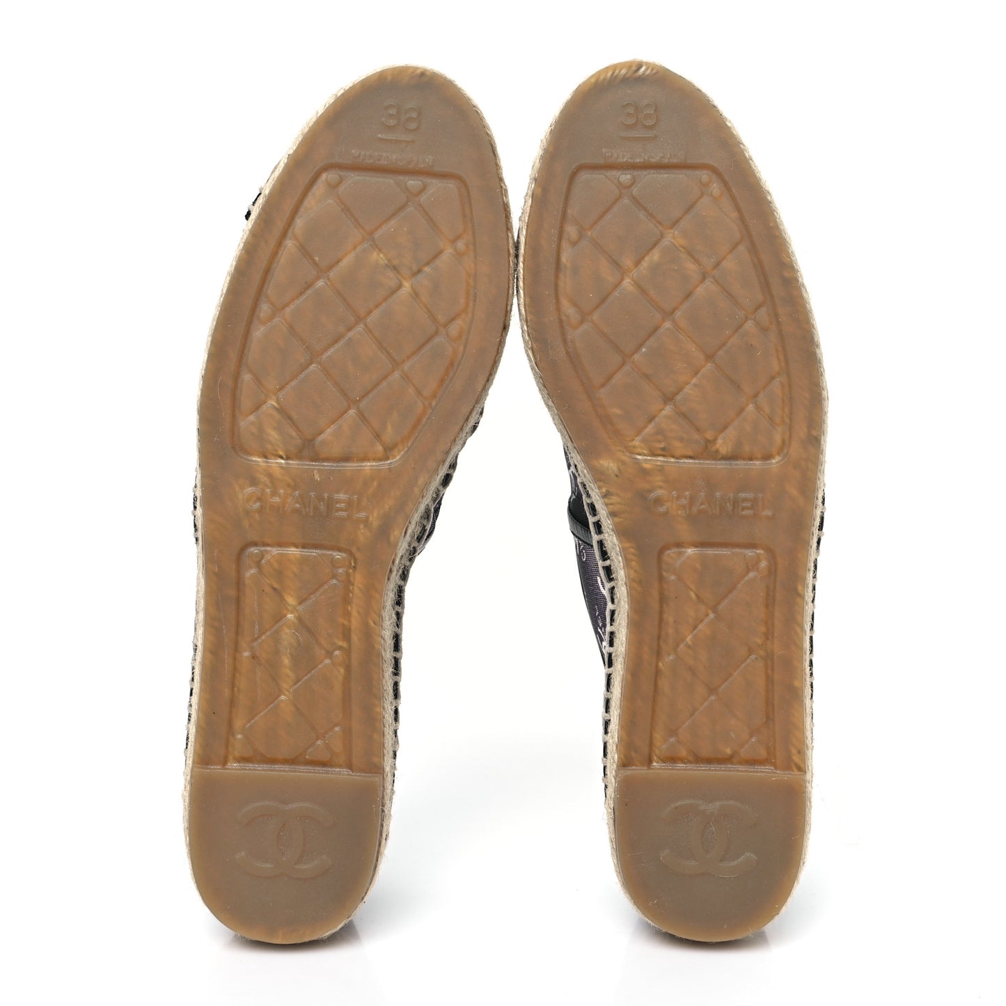 Mesh Grosgrain CC Espadrilles 38 Black White