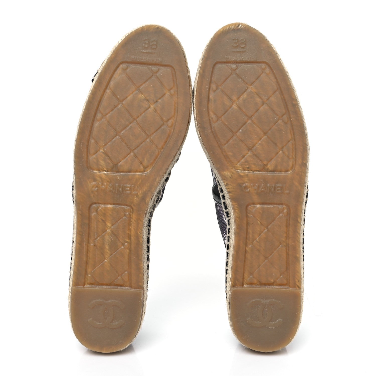 Chanel Mesh Grosgrain CC Espadrilles 38 Black White 5 of 8
