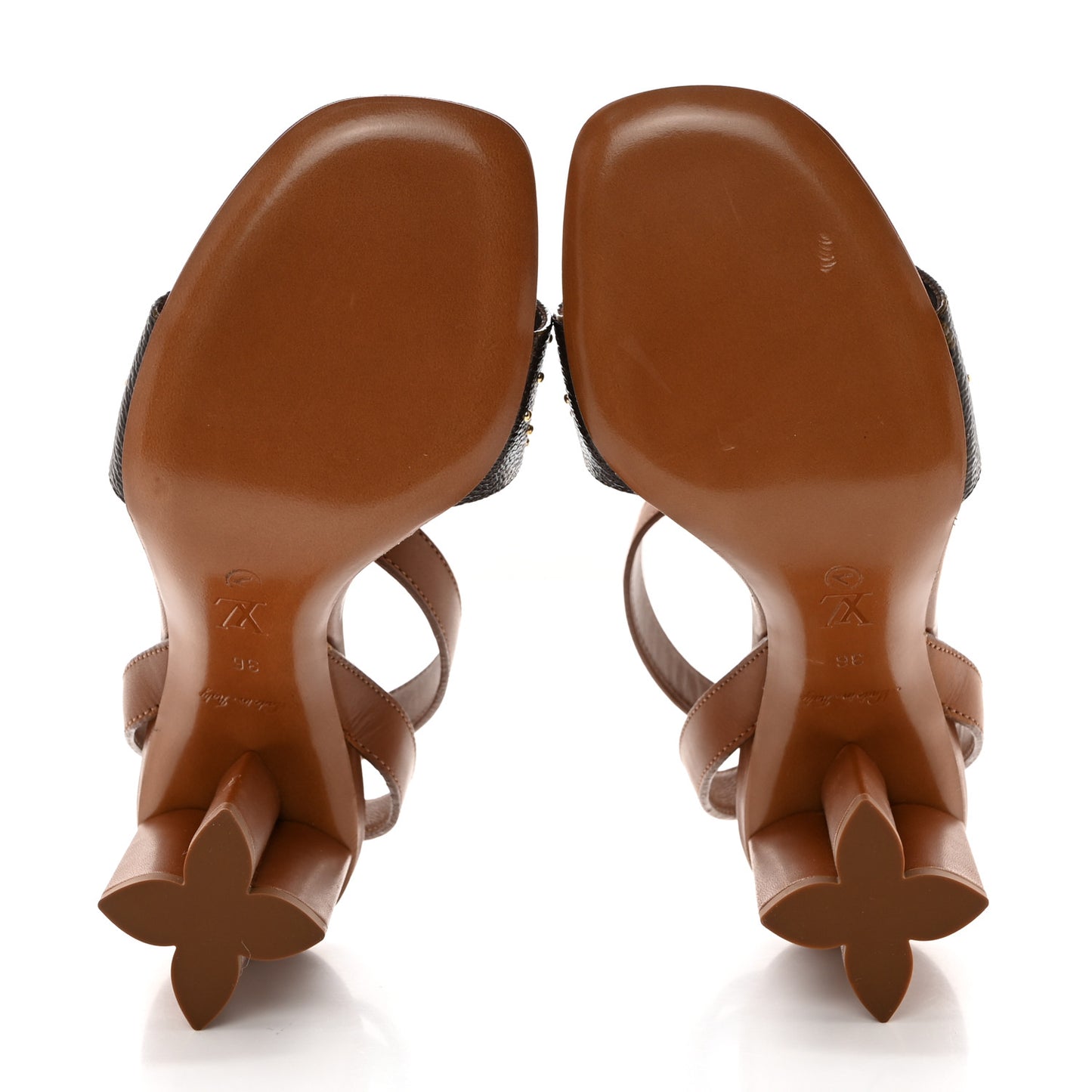 Calfskin Perforated Monogram Silhouette Sandals 36 Gold