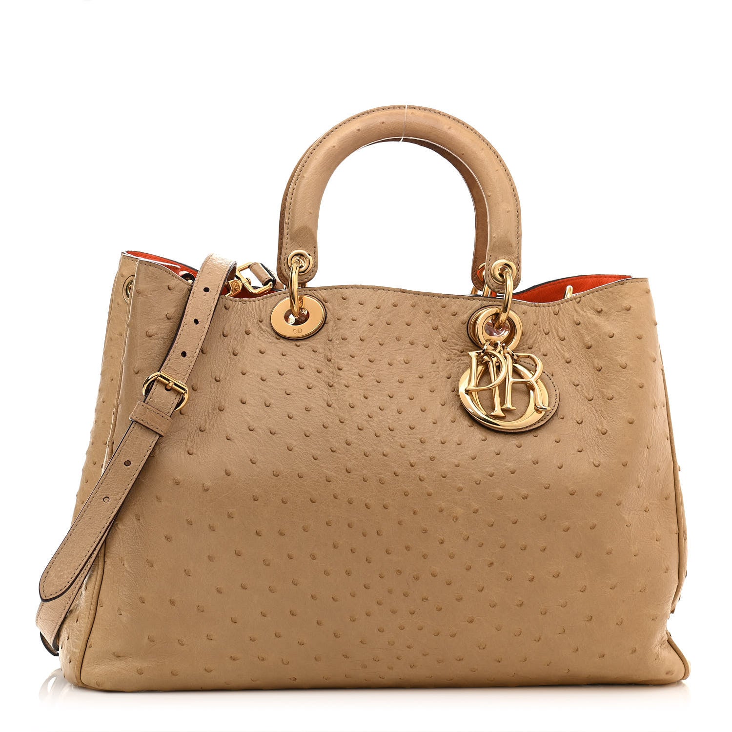Christian Dior Ostrich Large Diorissimo Tote Beige 3 of 15