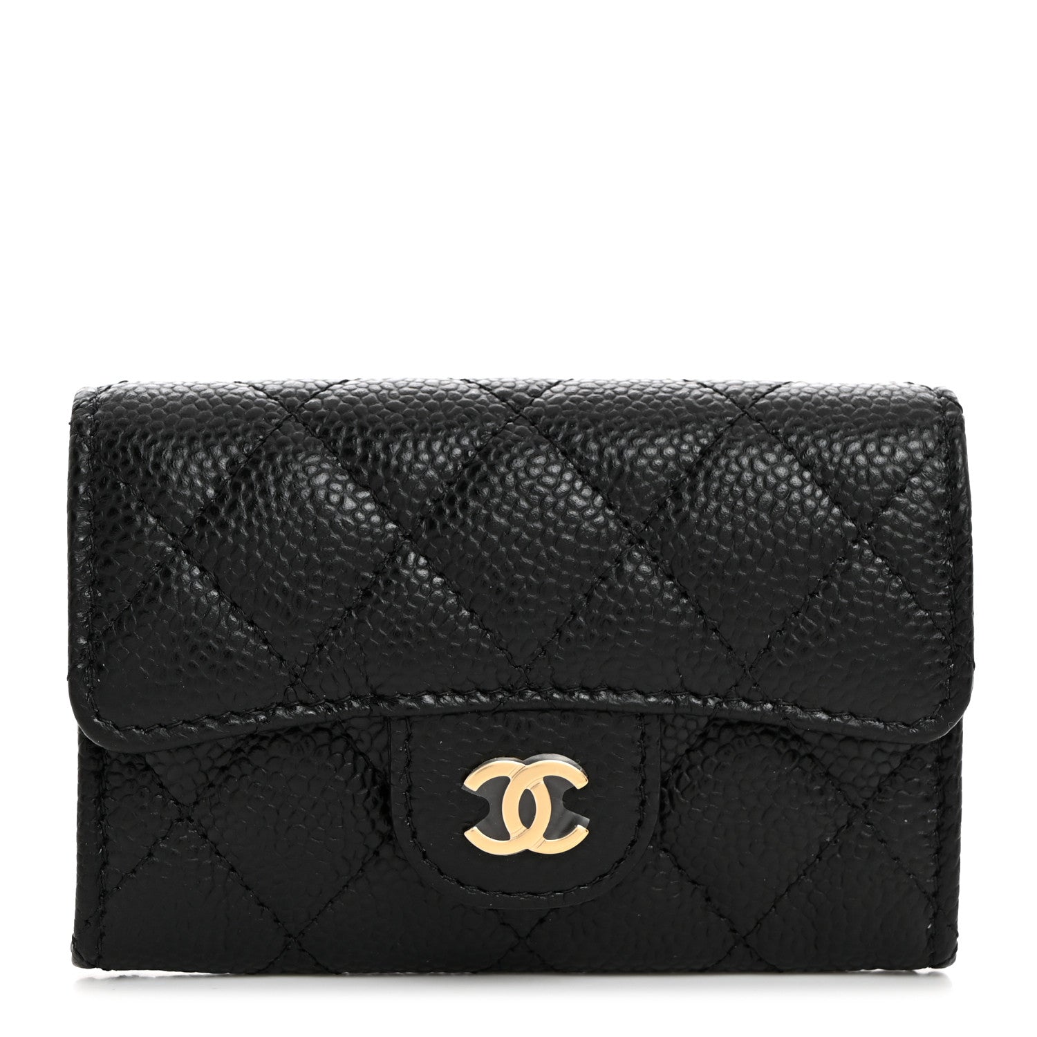 Chanel Caviar Quilted Flap Card Holder Wallet Black 1 of 9
