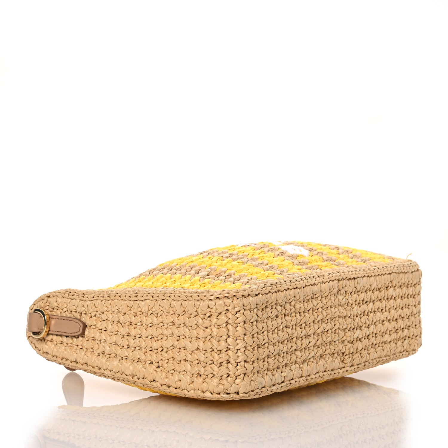 Prada Yarn Raffia Effect Crochet Striped Re-Edition 2005 Shoulder Bag Naturale Giallo 4 of 11