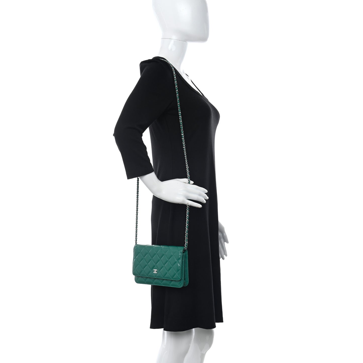 Caviar Quilted Wallet On Chain WOC Green