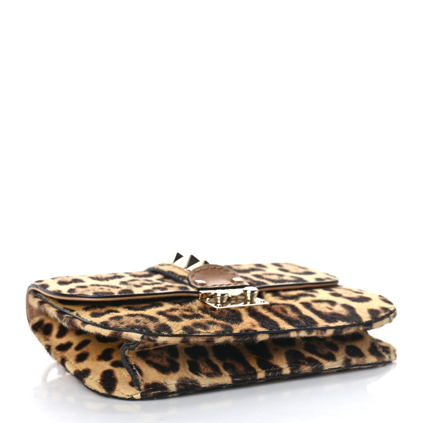 Calf Hair Leopard Print Small Glam Lock Rockstud Flap