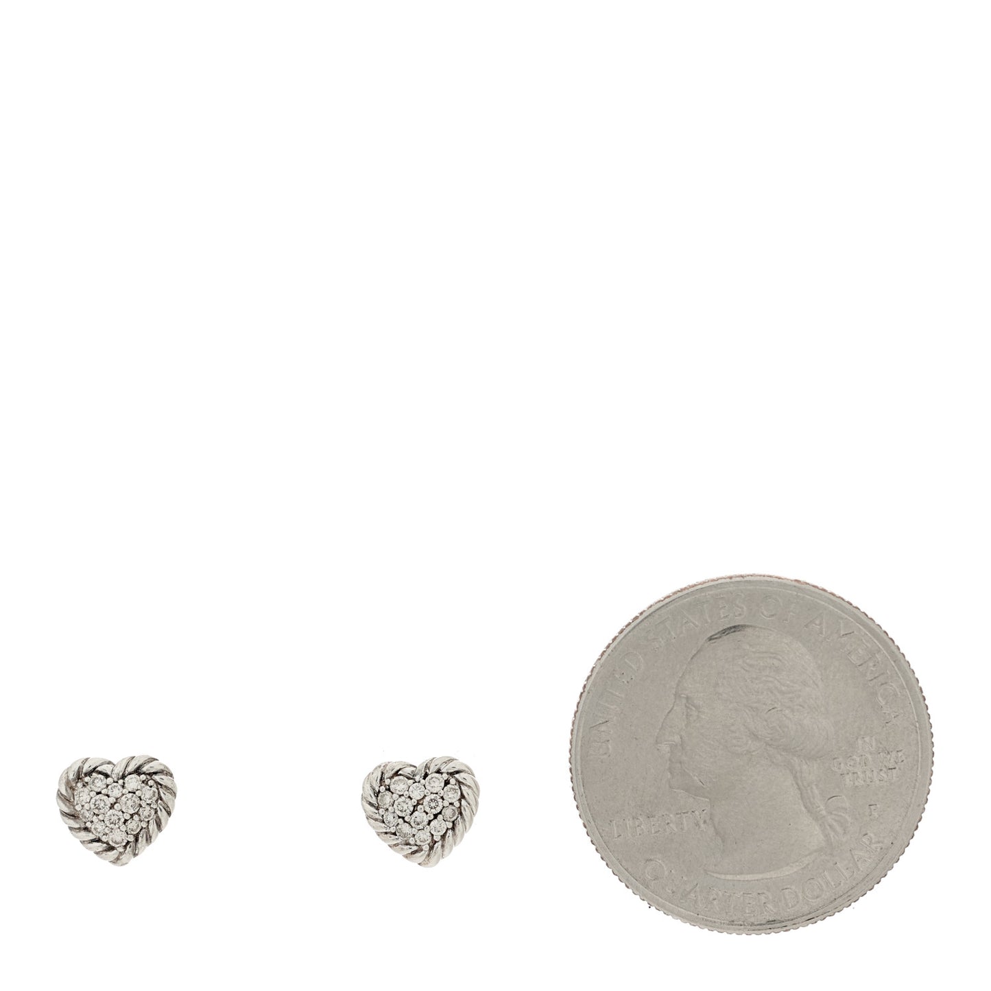 Sterling Silver Diamond Petite Pave Heart Earrings